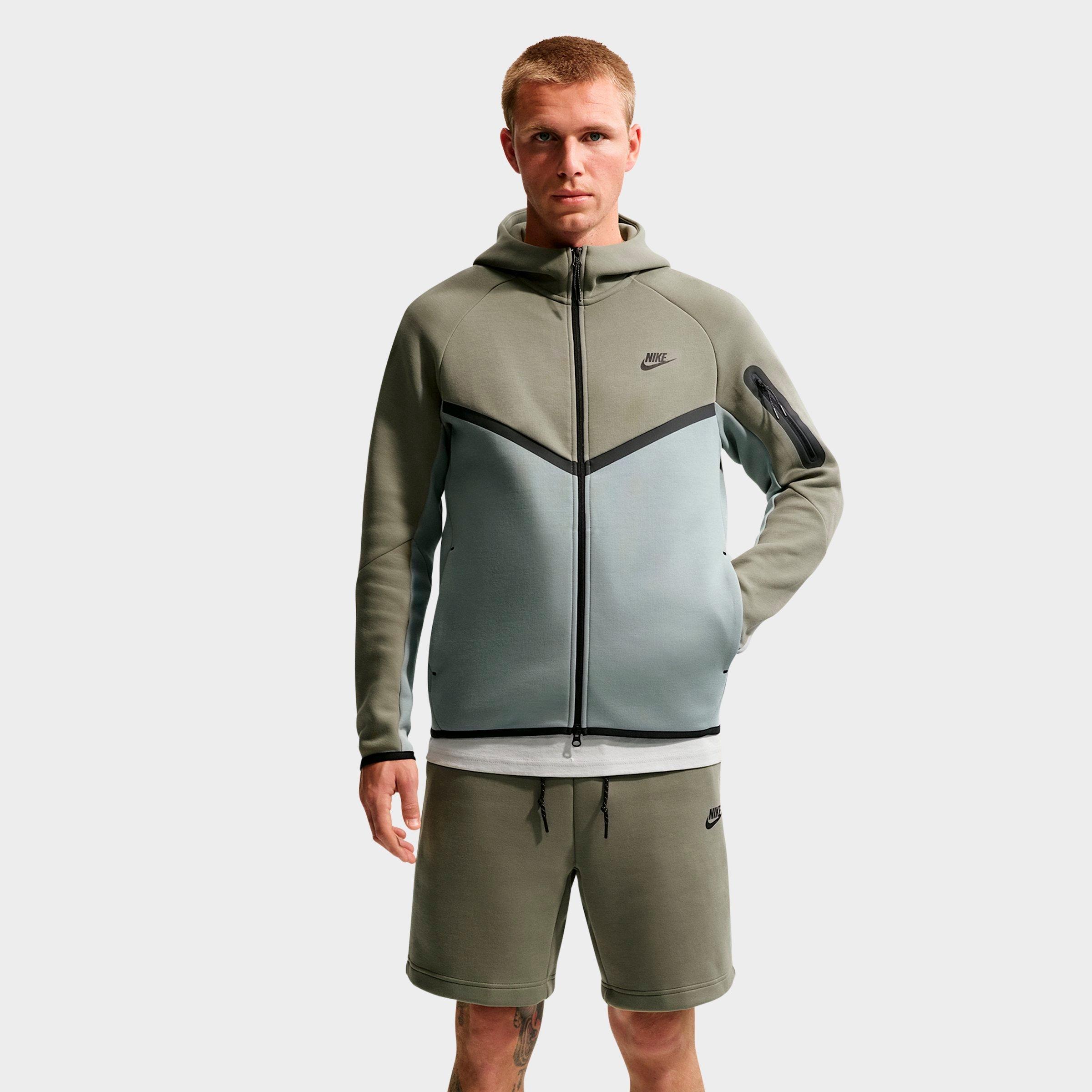 Nike Men's Tech Fleece Windrunner Full-Zip Hoodie in Silver Sage/Light Pumice/Black Size: XL