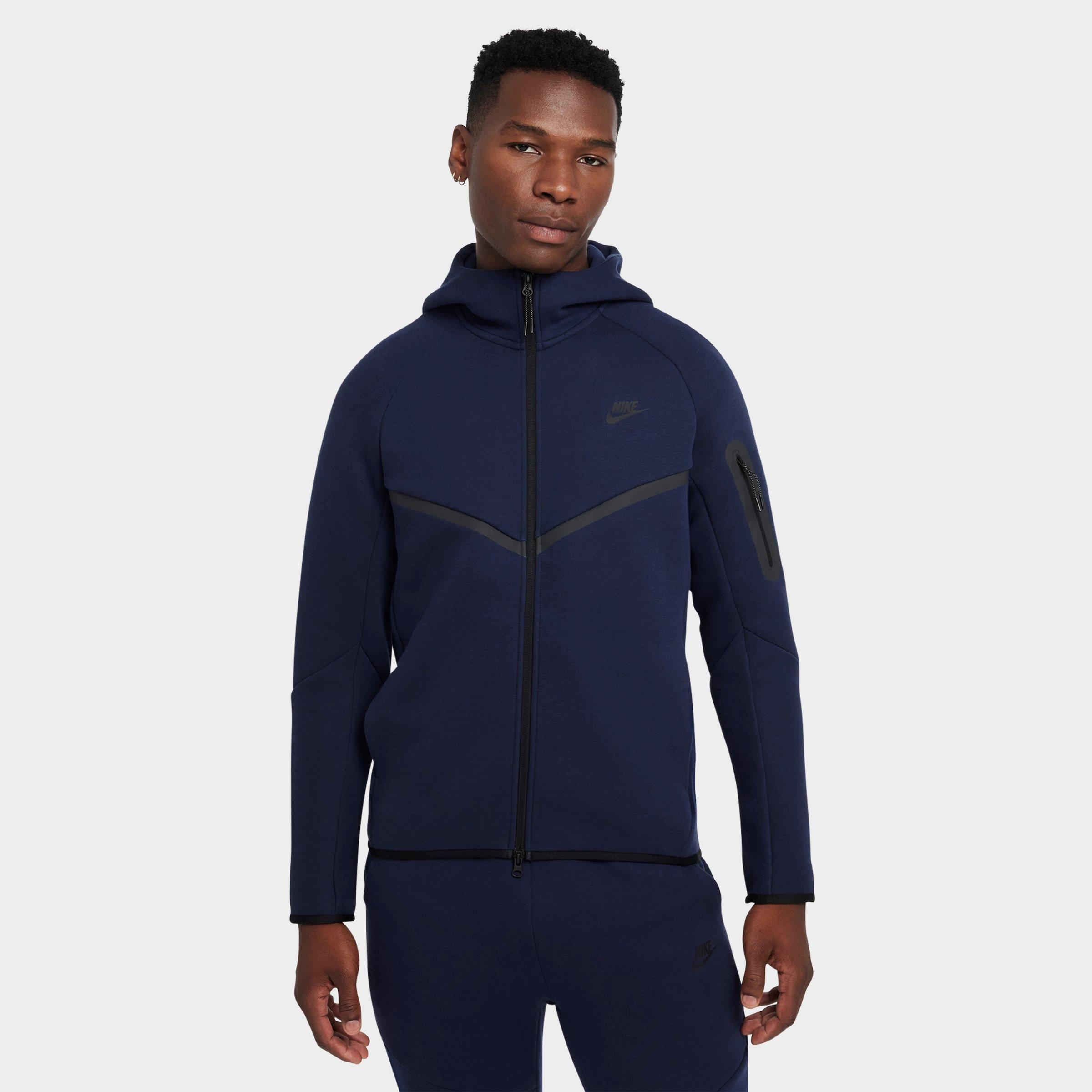 Nike Men's Tech Full-Zip Fleece Windrunner Hoodie in Obsidian/Black Size: XS