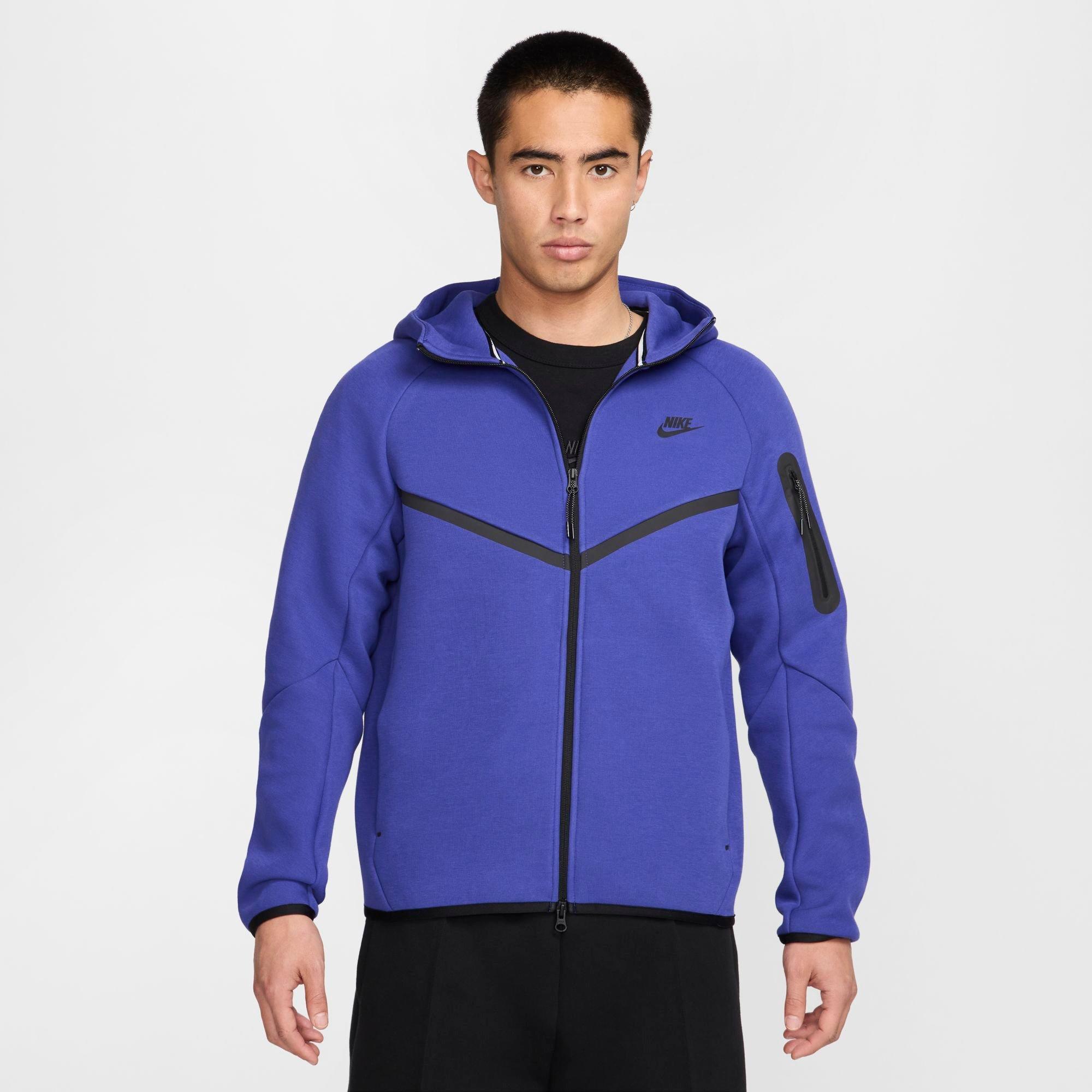 Nike Men's Tech Full-Zip Fleece Windrunner Hoodie in Deep Night/Black Size: XS