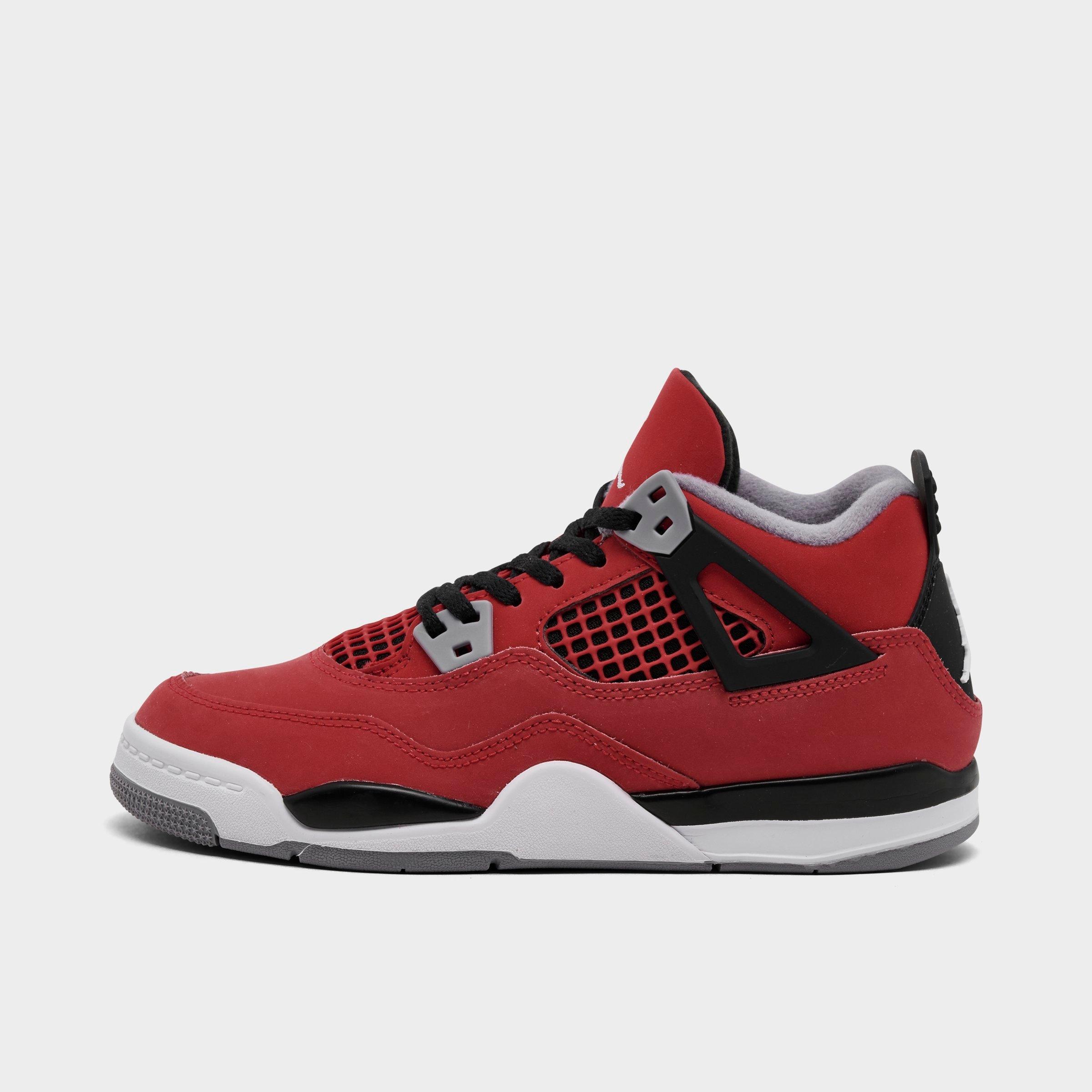 Jordan Little Kids Air Retro 4 Basketball Shoes in Fire Red/White/Black Size: 12.0