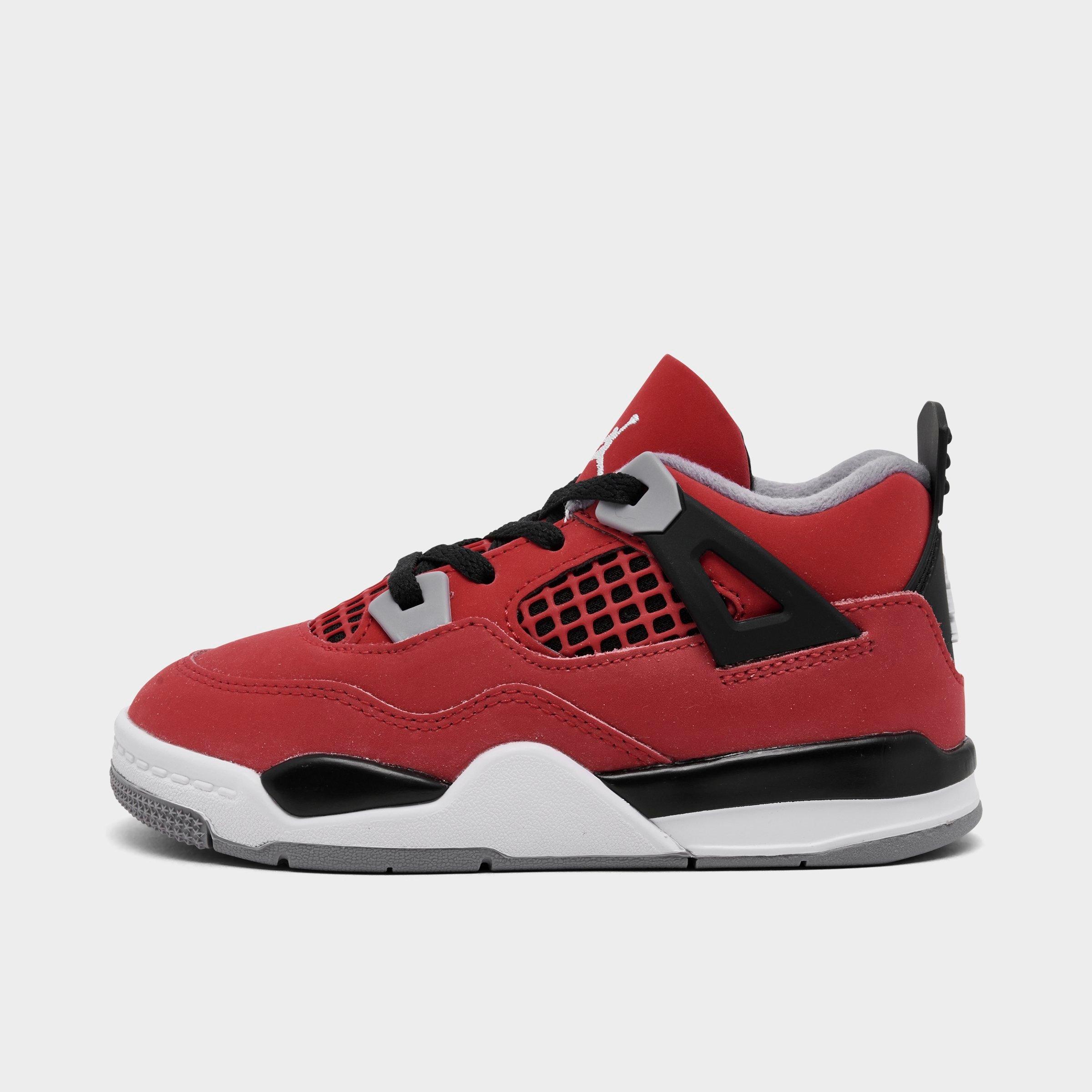 Jordan Kids Toddler Air Retro 4 Basketball Shoes in Fire Red/White/Black Size: 10.0