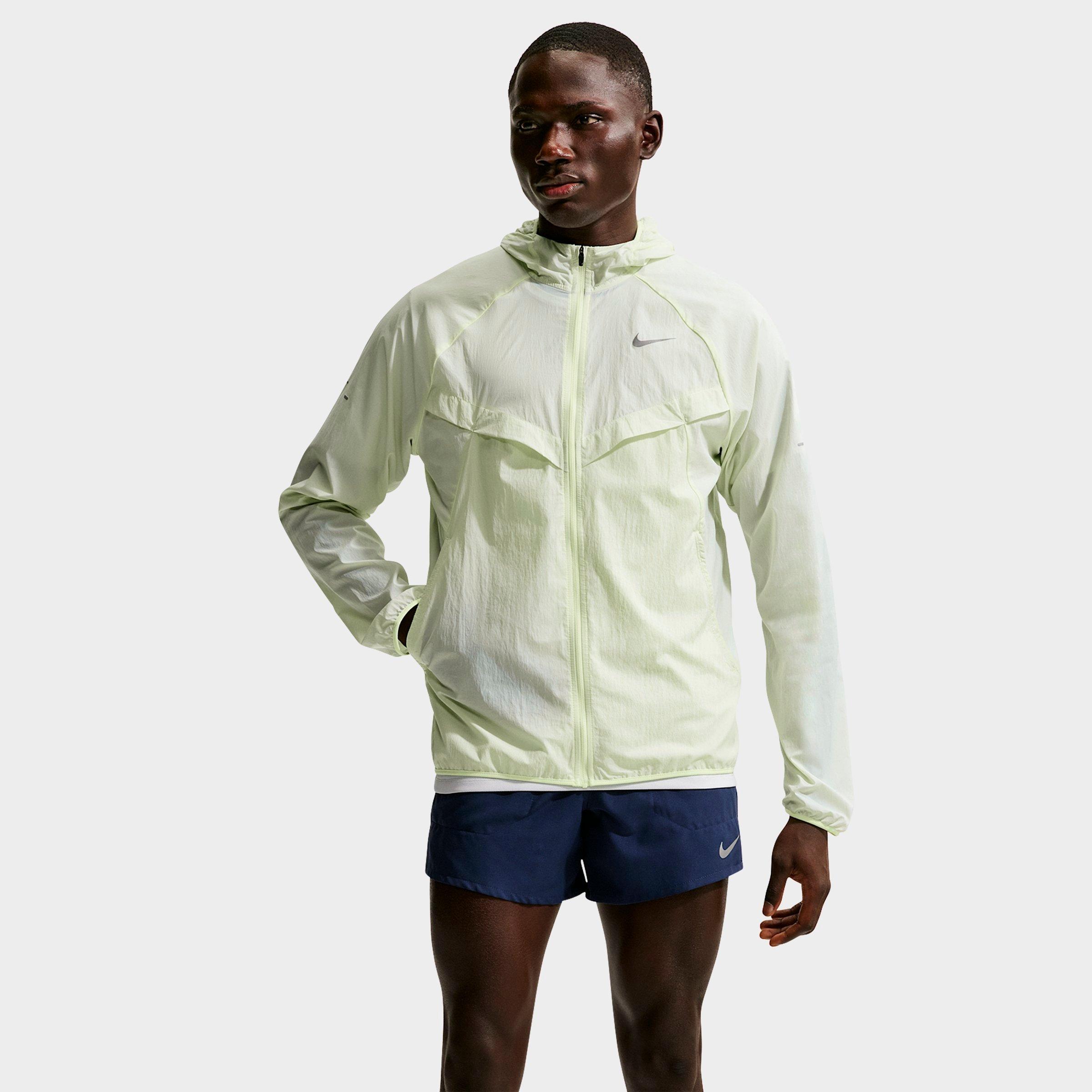 Nike Men's Stride Repel UV Running Jacket in Barely Volt/Barely Volt/Reflective Silver Size: XL