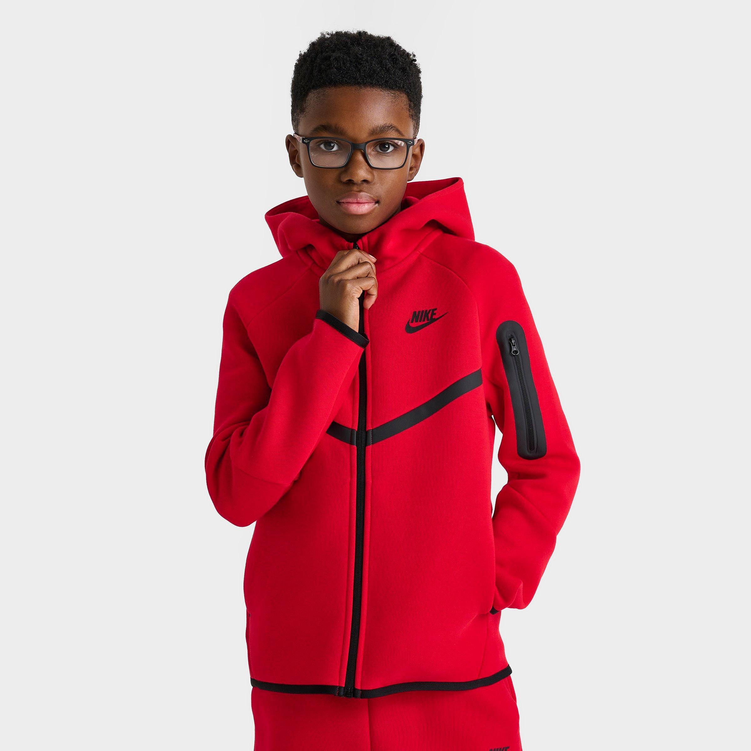 Nike Boys Sportswear Tech Fleece Full-Zip Hoodie in University Red Size: Small