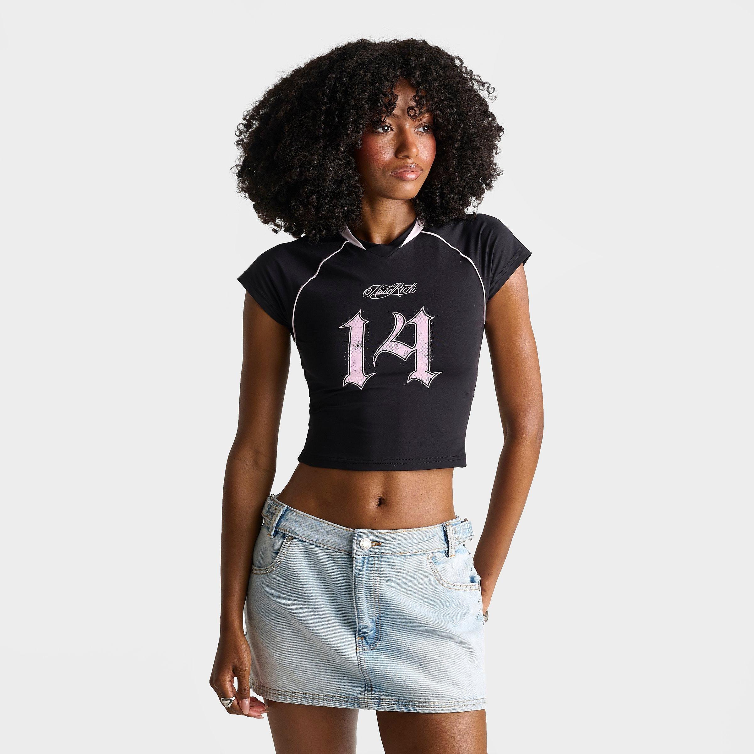 Hoodrich Women's Siren Fitted Jersey in Black/Festival Bloom Size: Small