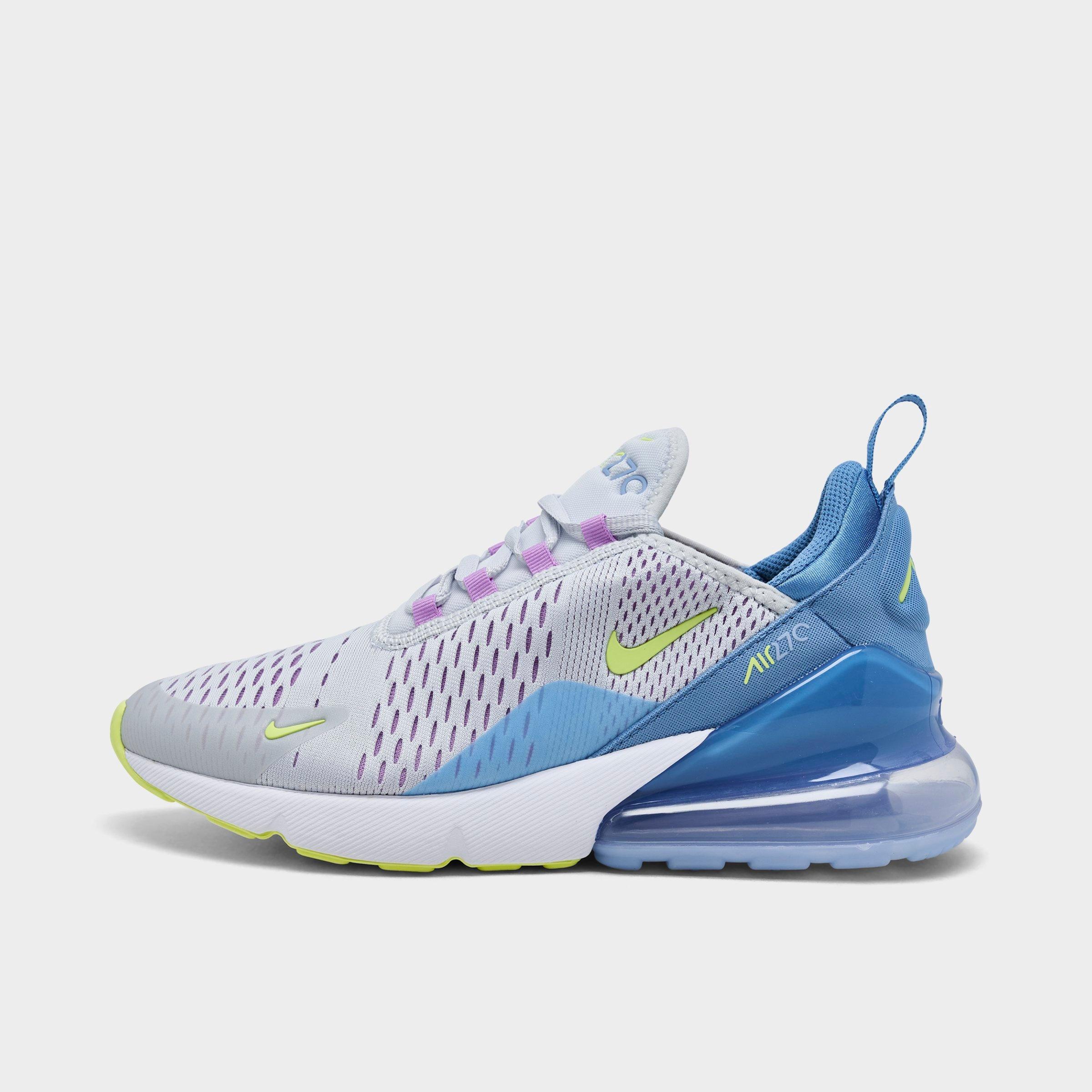 Nike Big Kids Air Max 270 Casual Shoes in Pure Platinum/Rush Fuchsia/Blue Beyond Size: 3.5
