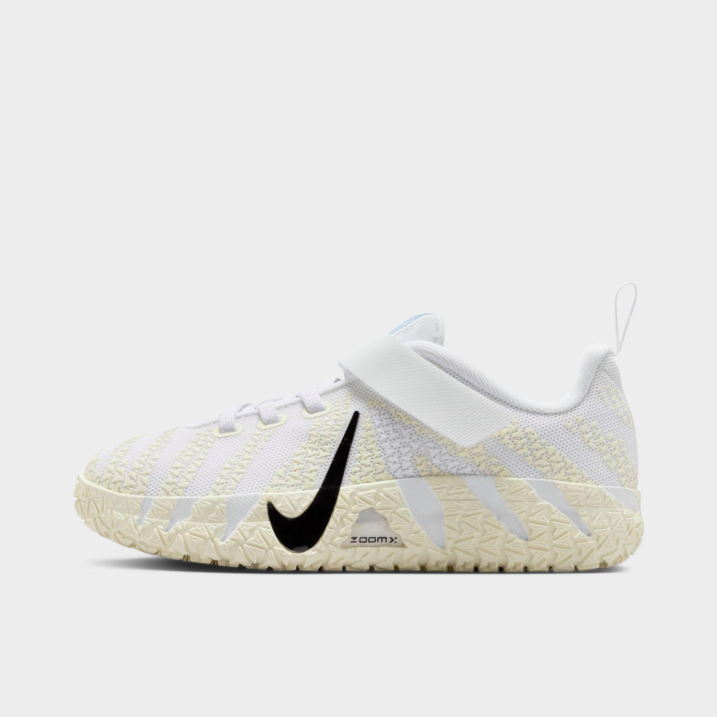Nike Little Kids Ja 3 Stretch Lace Basketball Shoes in White/Coconut Milk/Desert Khaki Size: 13.5