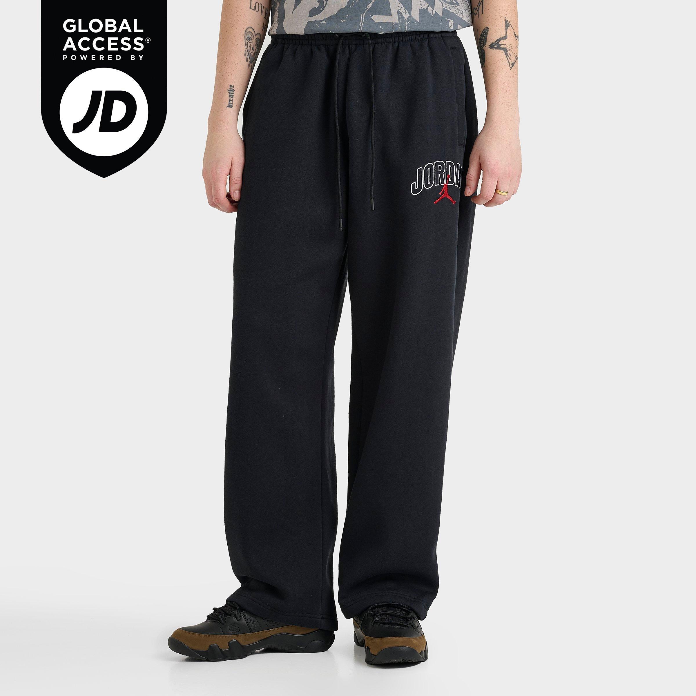 Jordan Men's Brooklyn Fleece Wordmark Logo Oversized Sweatpants in Black Size: Small