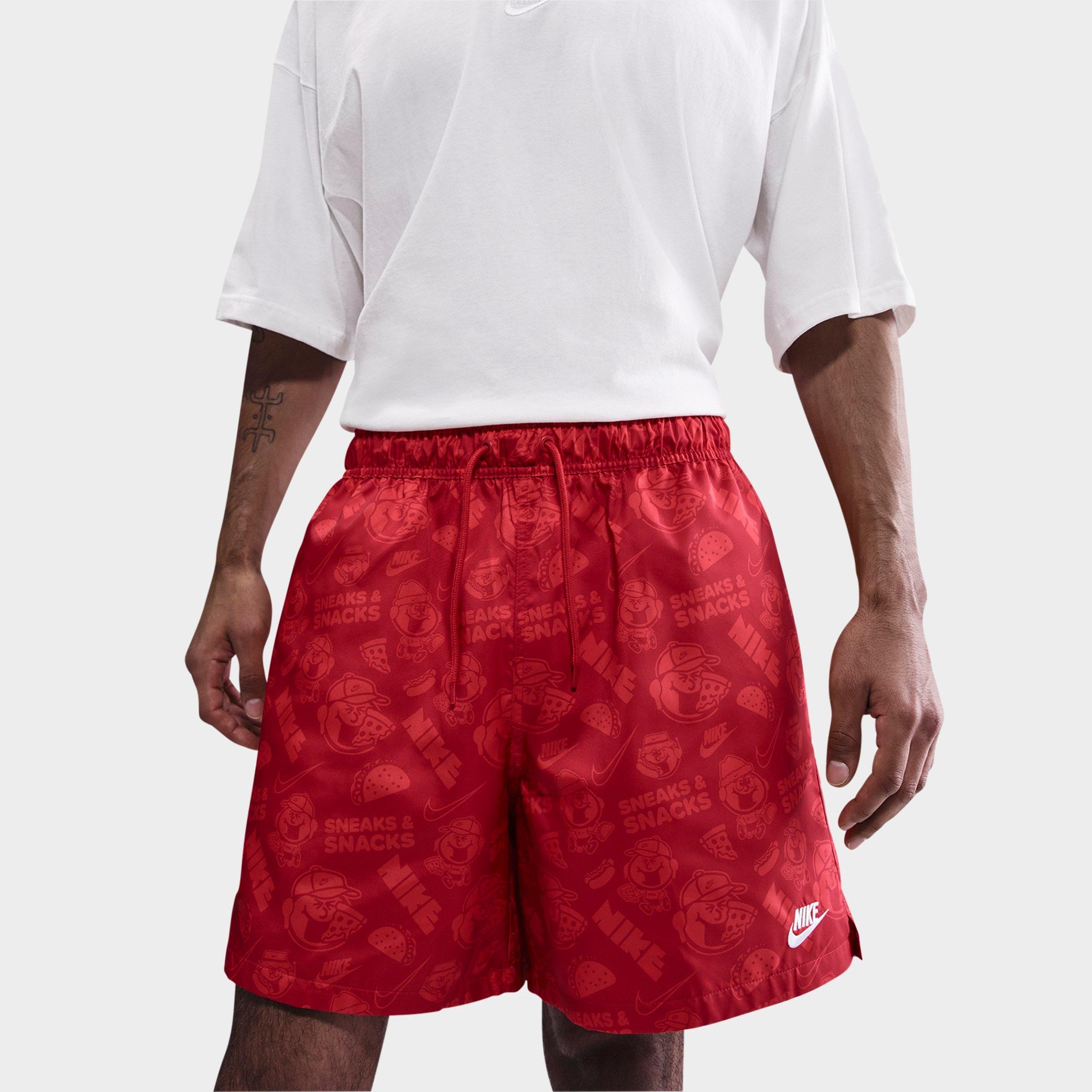 Nike Men's Club Flow Sneaks Allover Print Shorts in University Red/Chile Red/White Size: Small