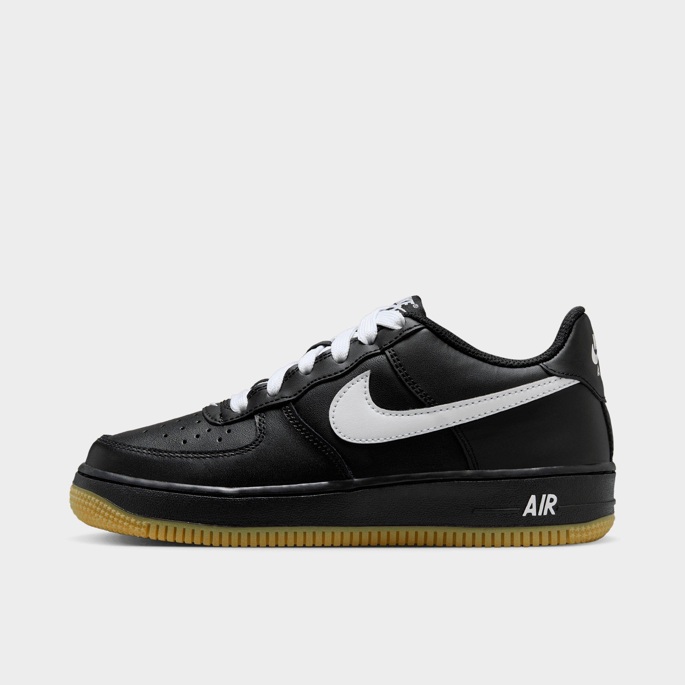Nike Big Kids Air Force 1 LV8 Casual Shoes in Black/Gum Light Brown/White Size: 6.0