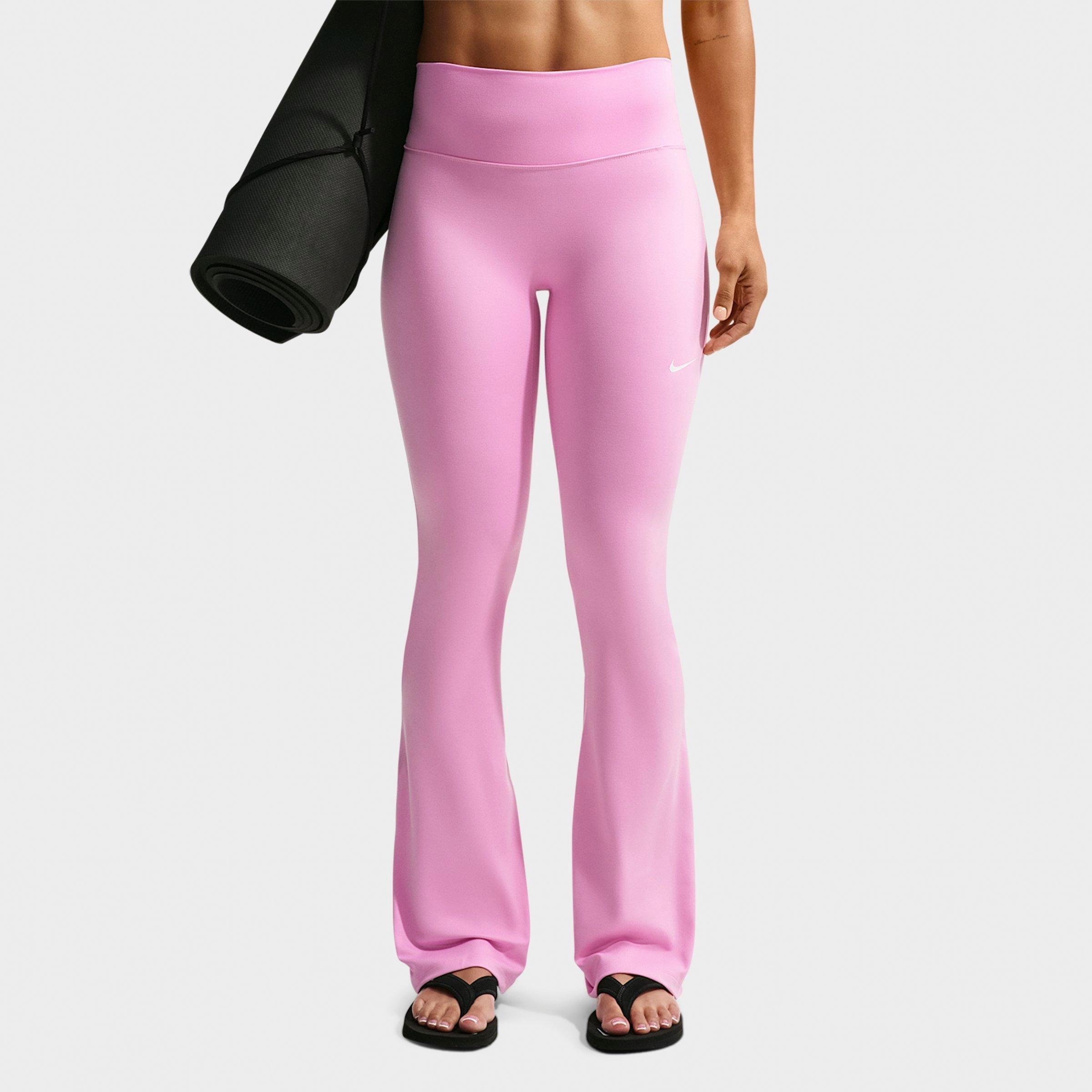 Nike Women's One High-Waisted Flared Leggings in Pink Rise/White Size: Medium