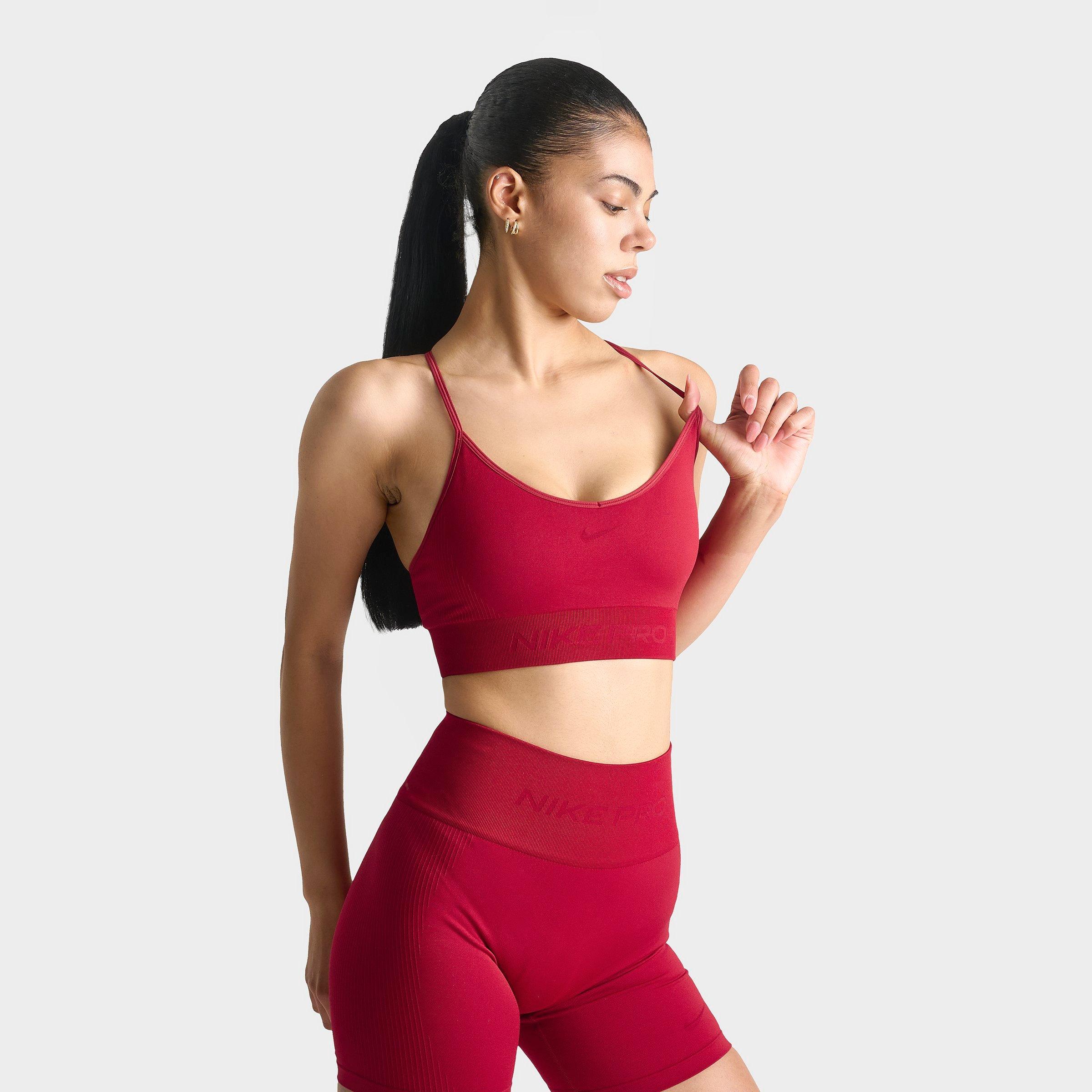 Nike Women's Pro Seamless Light-Support Padded Sports Bra in Tough Red Size: Small