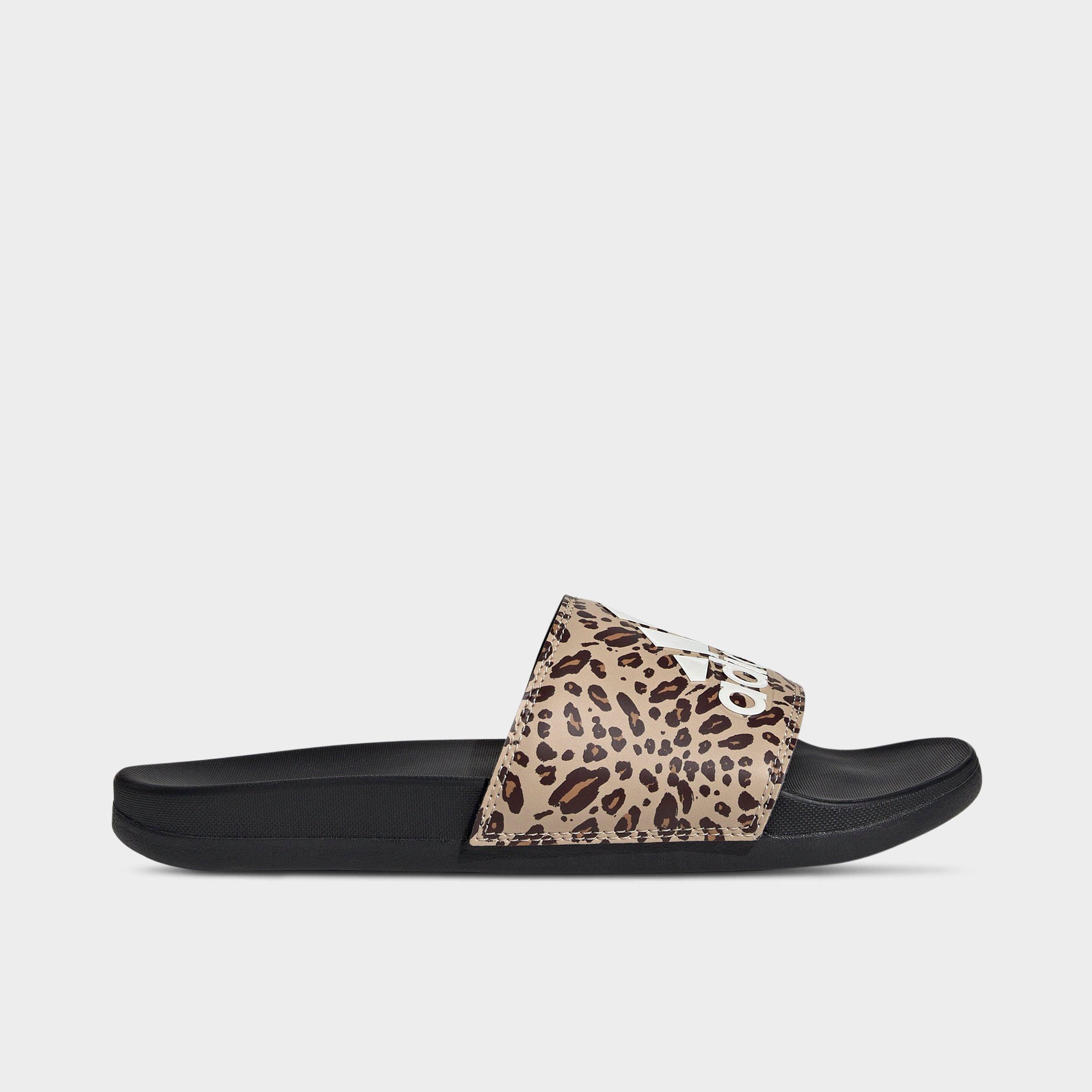 adidas Women's adilette Comfort Slide Sandals in Black/Off White/Magic Beige Size: 5.0