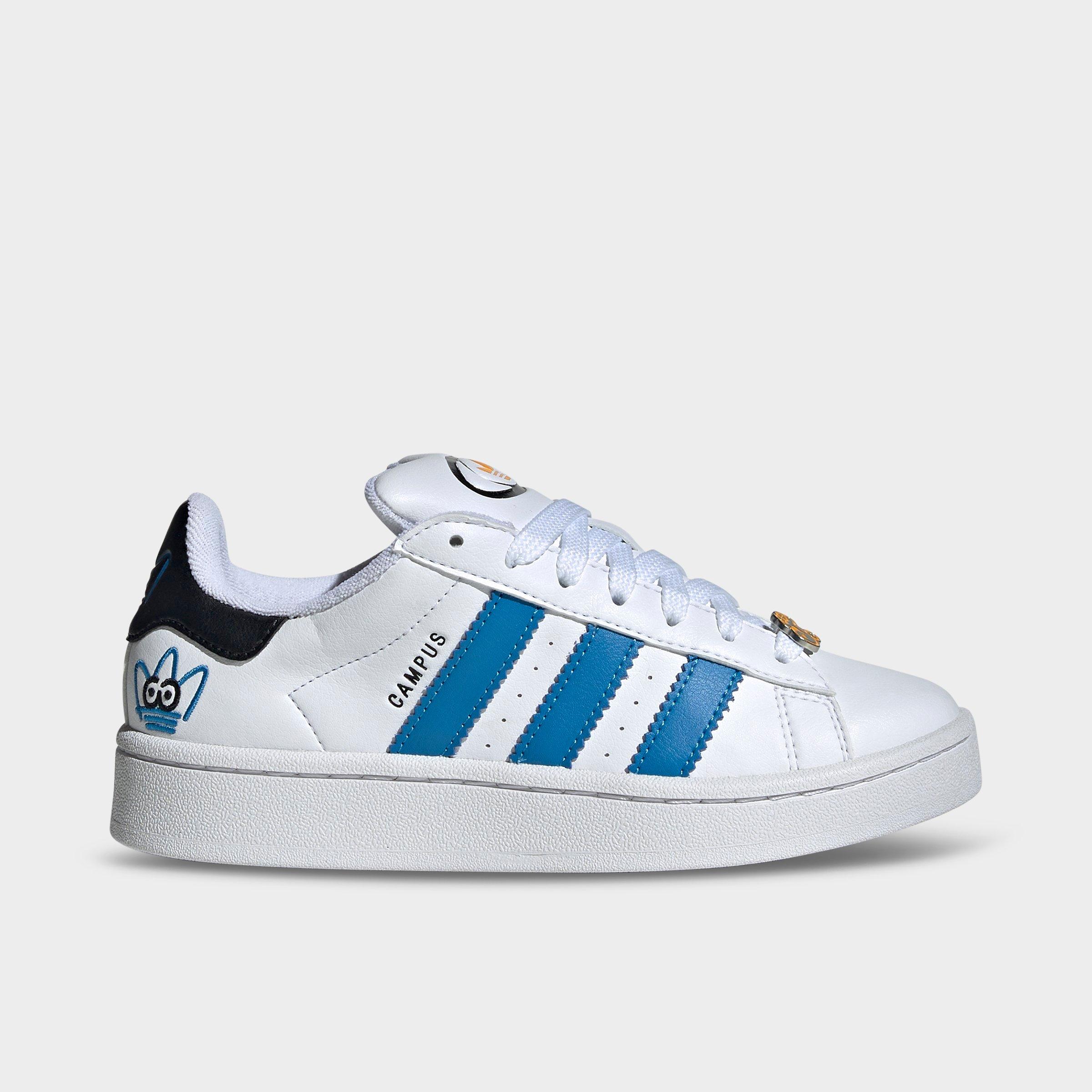 adidas Big Kids Originals x James Jarvis Campus 00s Casual Shoes in Cloud White/Bright Blue/Core Black Size: 4.5