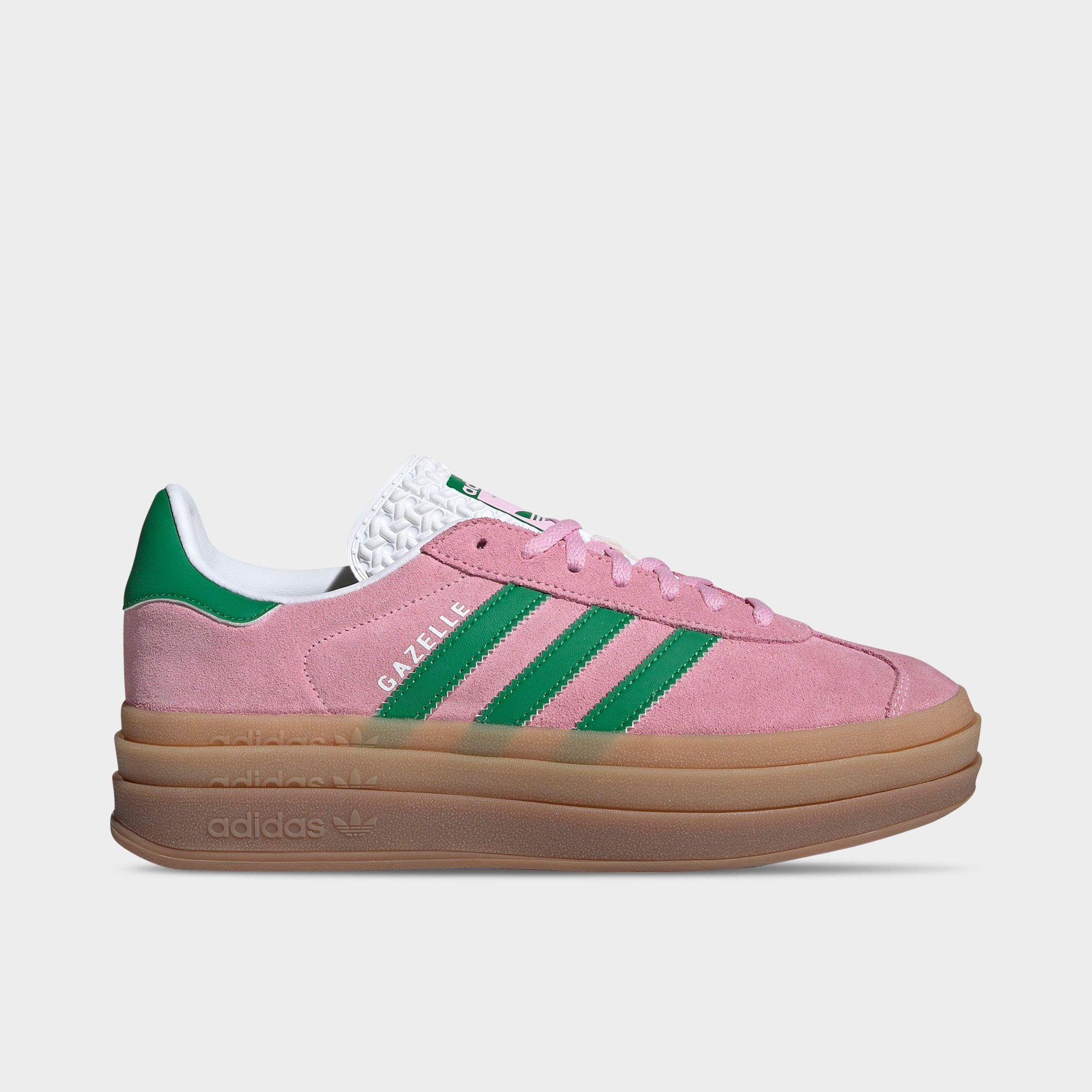 adidas Women's Originals Gazelle Bold Casual Shoes in True Pink/Green/White Size: 5.5