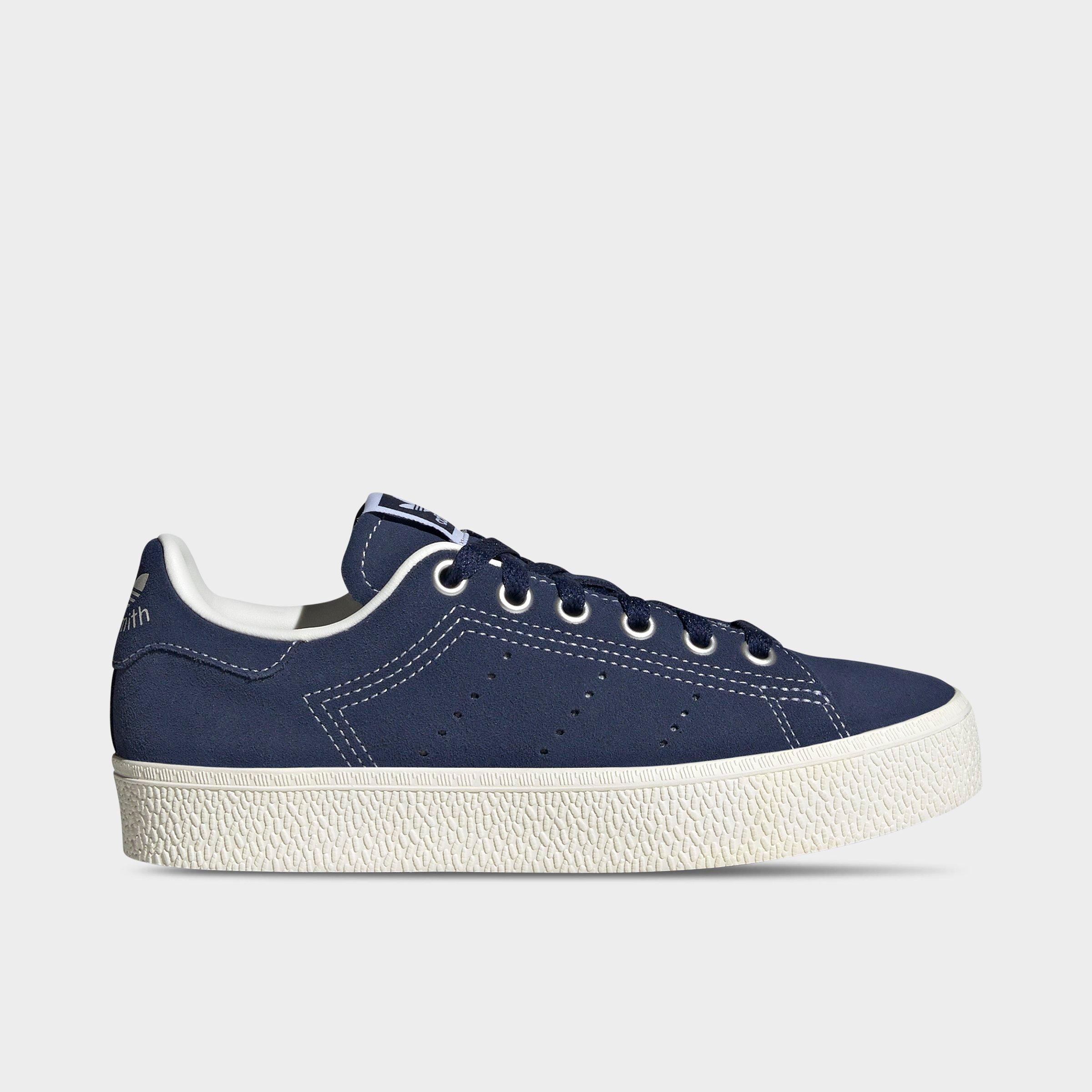 adidas Big Kids Originals Stan Smith CS Casual Shoes in Dark Blue/Core White/Gum Size: 4.0