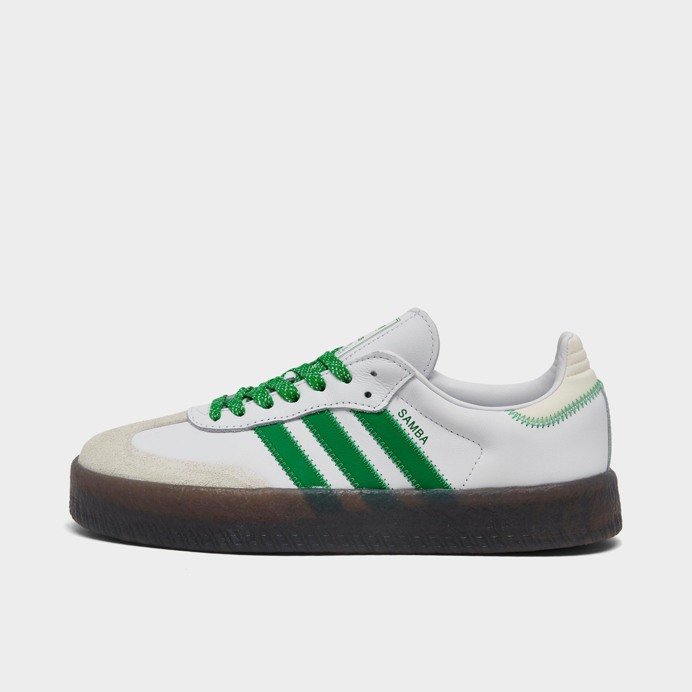 adidas Women's Originals Sambae Casual Shoes in White/Green/Off White Size: 6.0