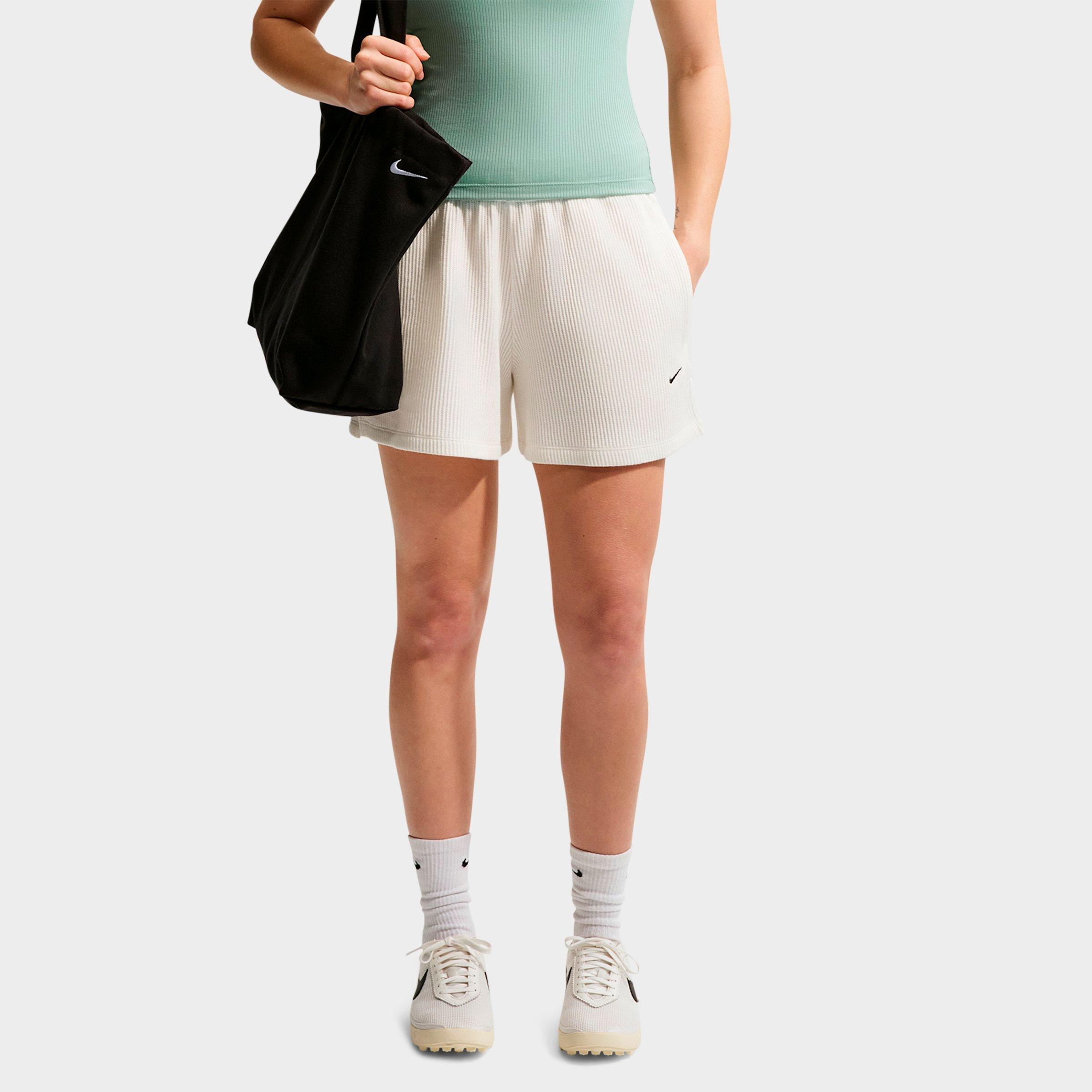 Nike Women's Sportswear Chill Waffle Loose Mid-Rise Shorts in Sail/Black Size: Small