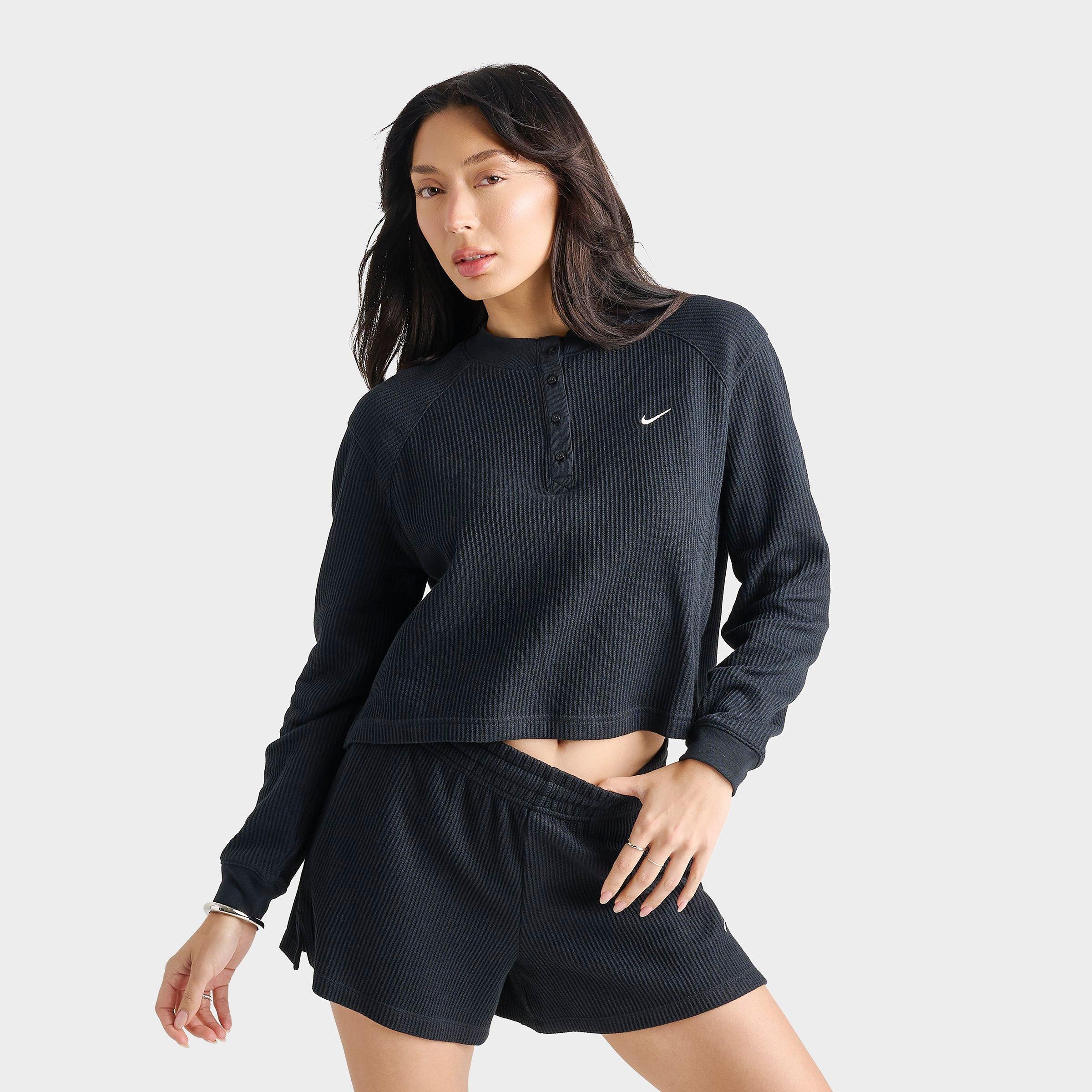 Nike Women's Sportswear Chill Waffle Oversized Long-Sleeve Henley Top