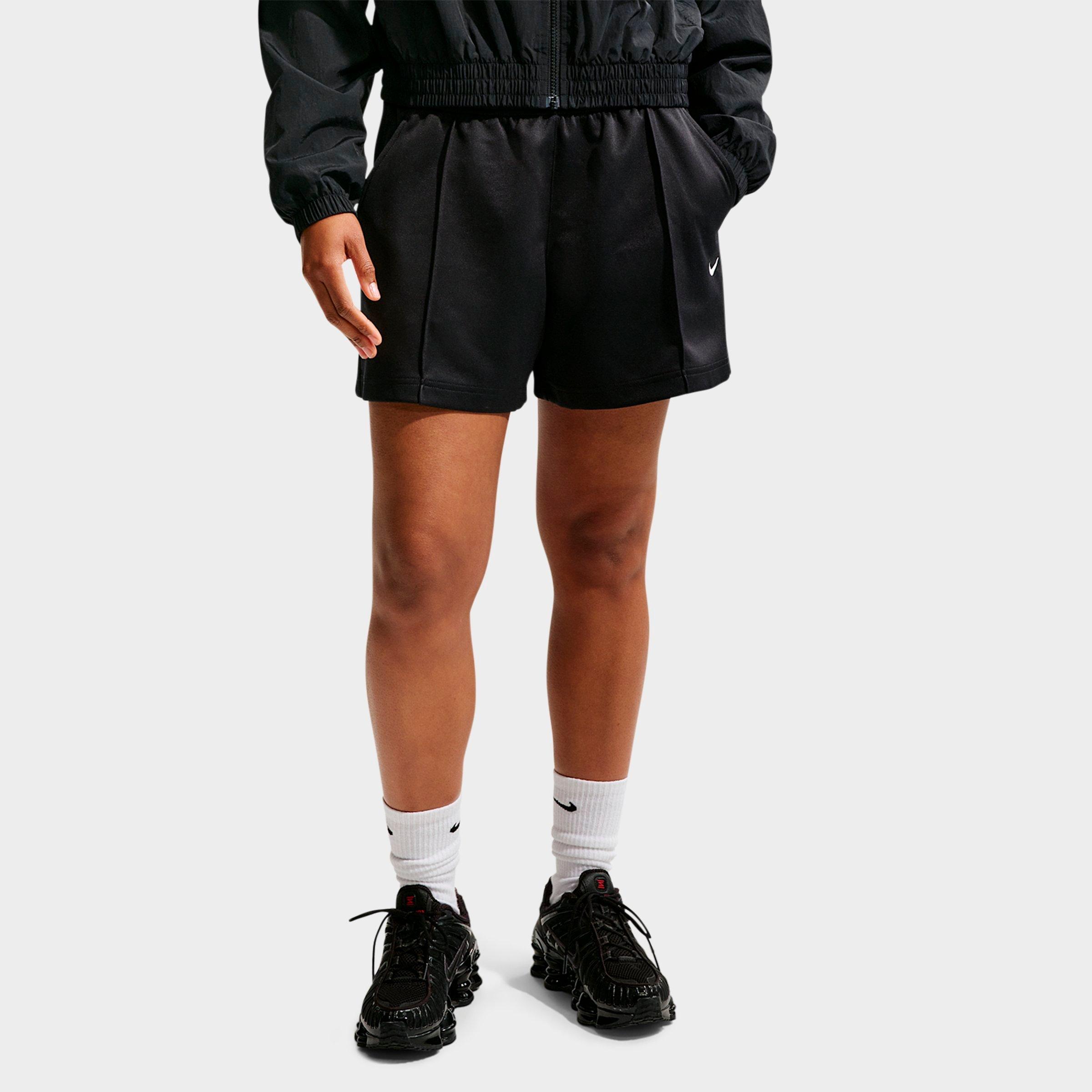 Nike Women's Sportswear Mid-Rise Poly-Knit Track Shorts in Black/Sail Size: Small