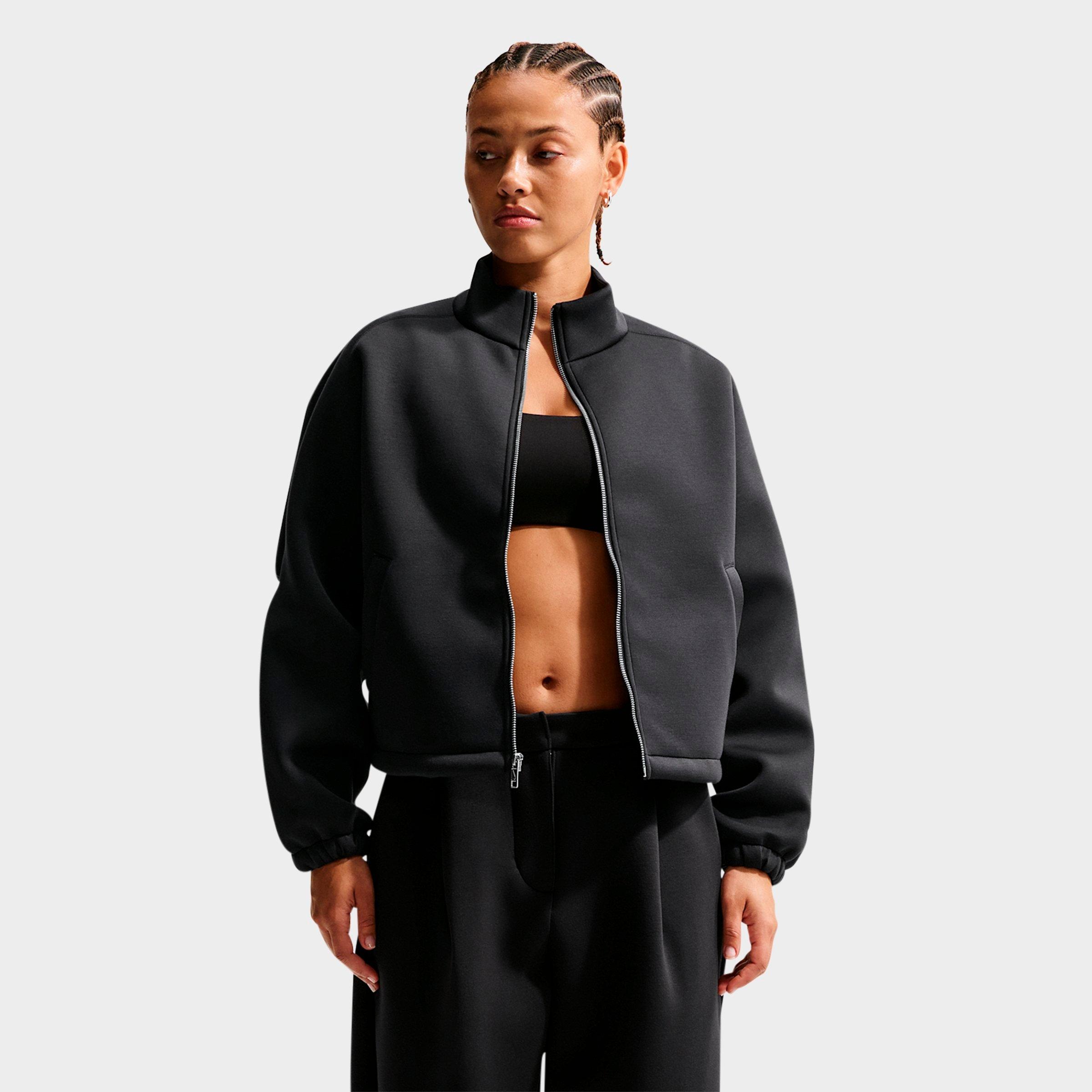 Nike Women's Sportswear Pregame Fleece Oversized Track Jacket in Black Size: XS