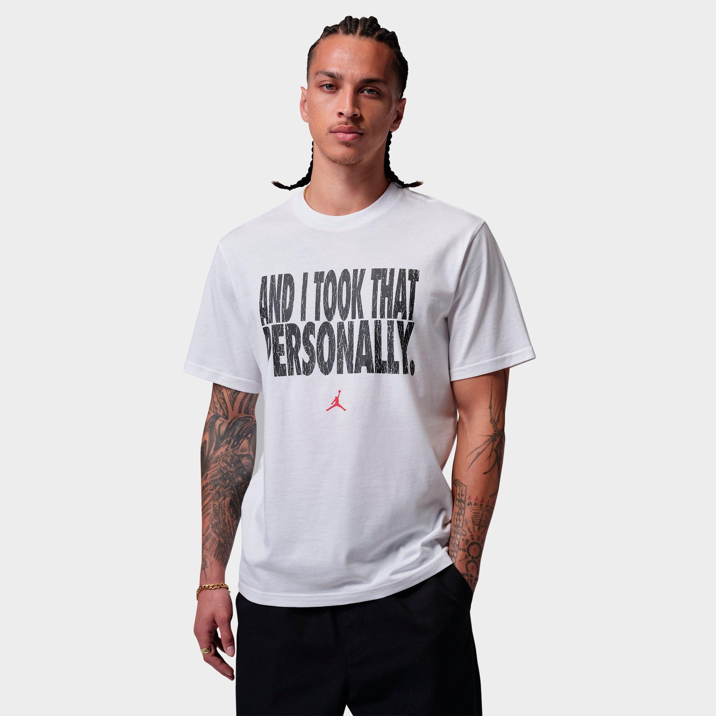 Jordan Men's Sport Dri-FIT And I Took That Personally T-Shirt in White/Black/University Red Size: Medium
