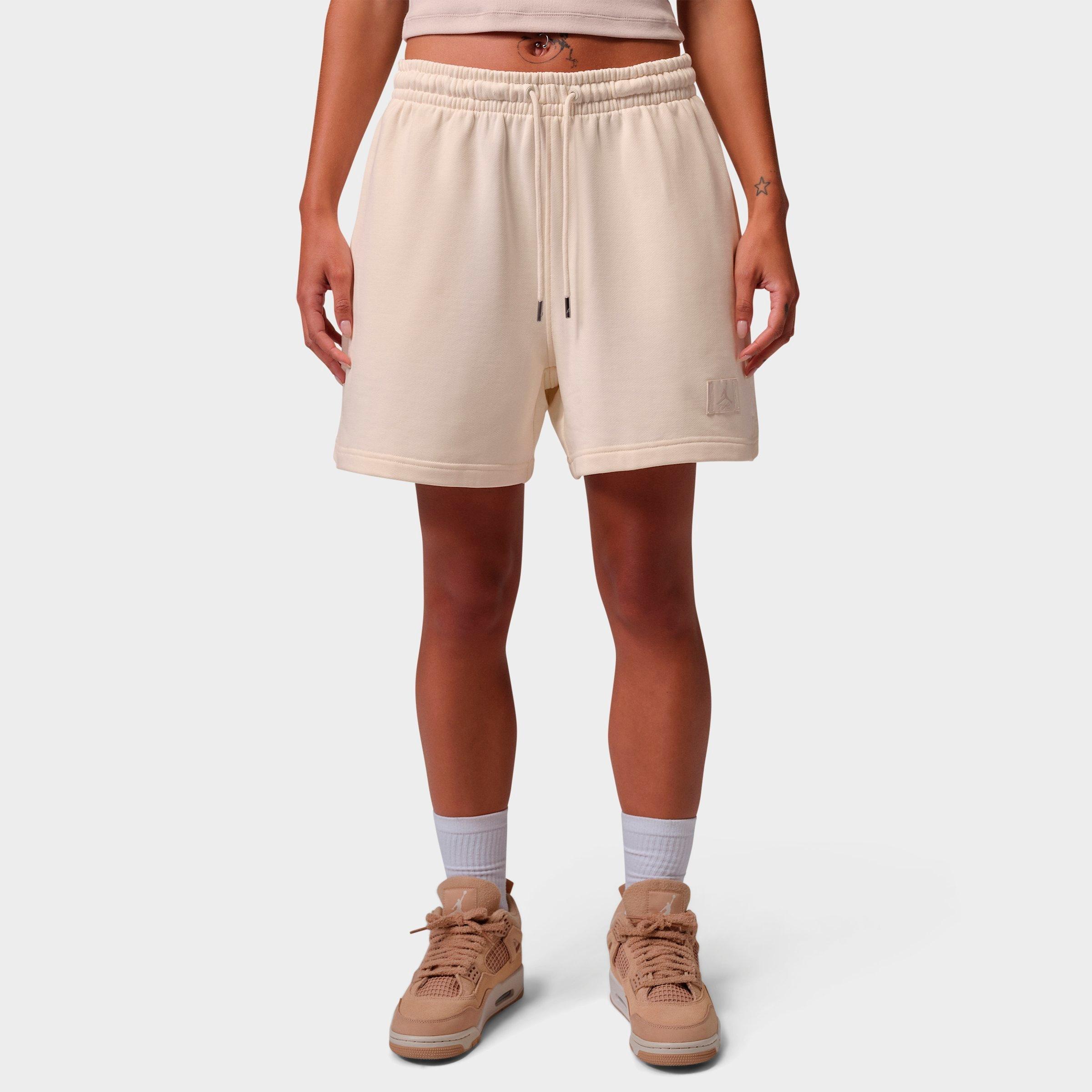 Jordan Womens Flight Fleece Shorts in Pale Ivory/Legend Light Brown Size: Small