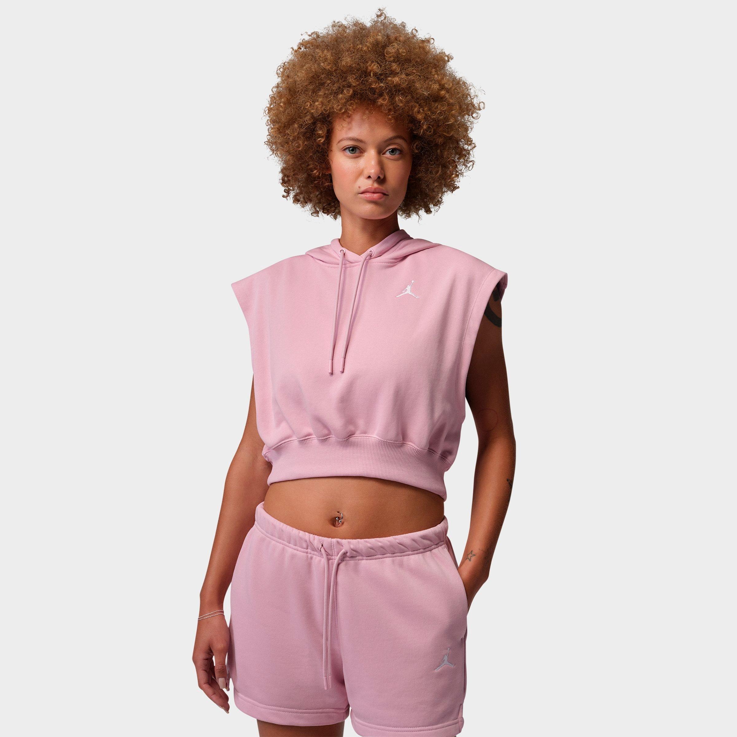 Jordan Women's Brooklyn Fleece French Terry Top in Iced Carmine/White Size: Small