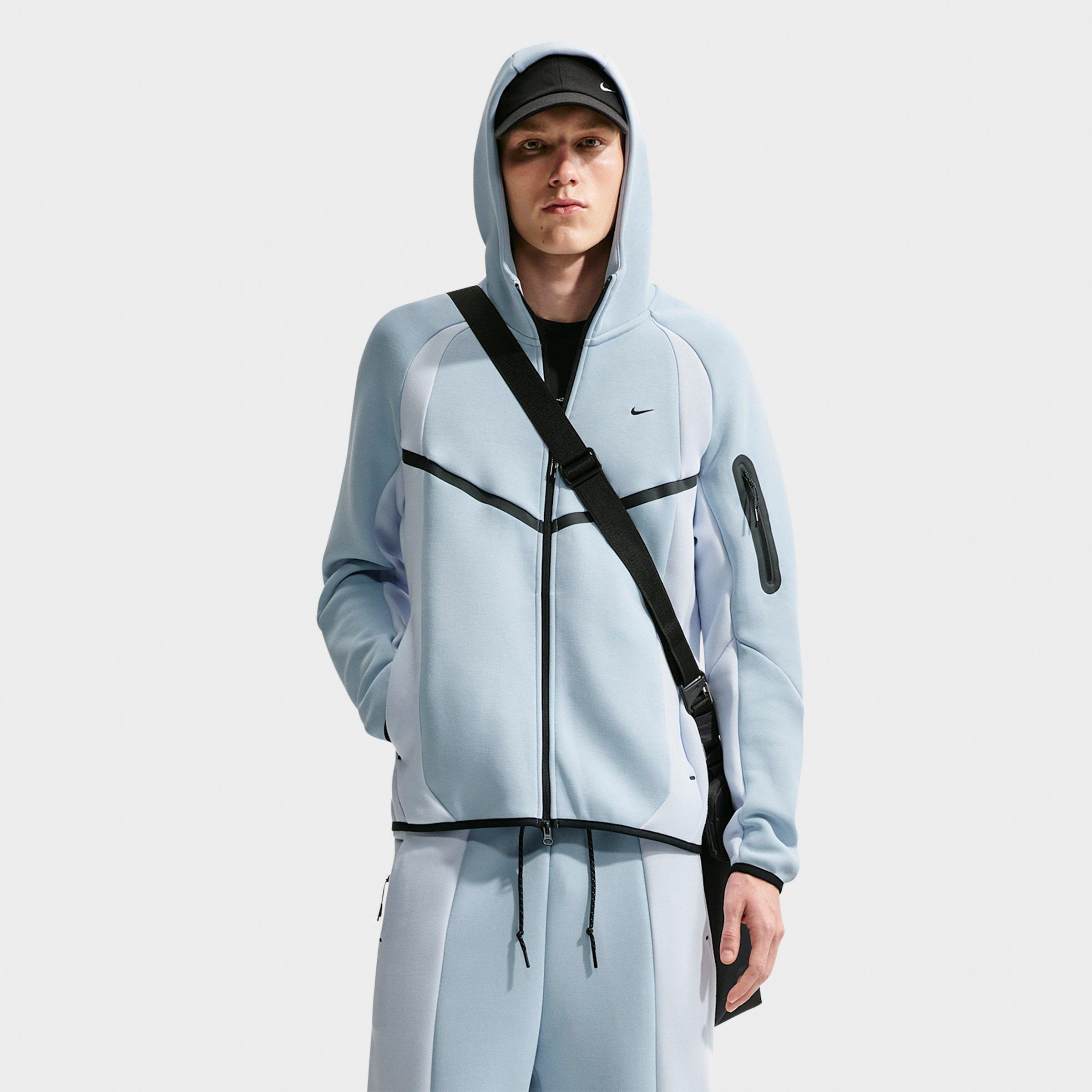 Nike Men's Tech Fleece Pro Windrunner Full-Zip Jacket in Light Armory Blue/Football Grey/Black Size: Medium