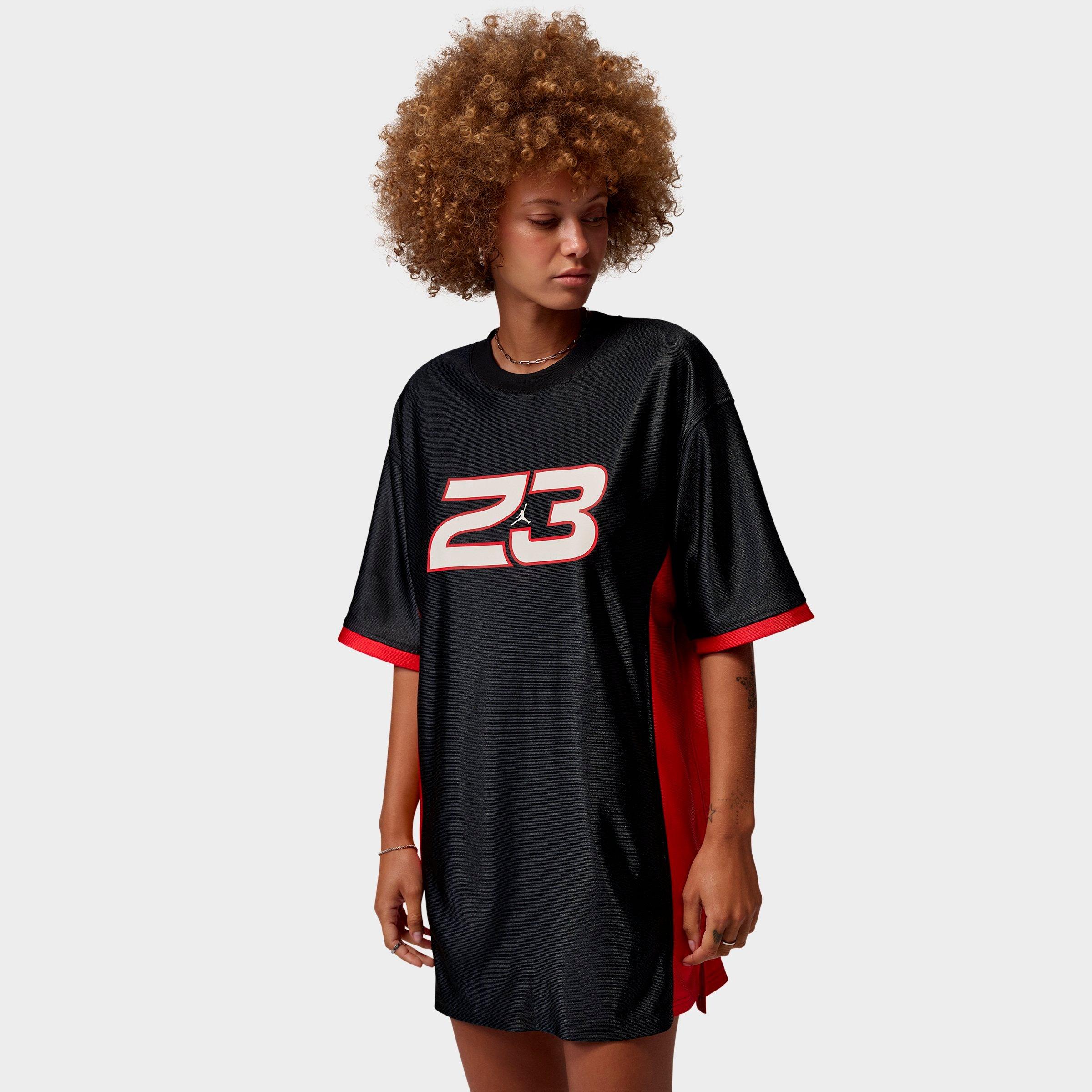 Jordan Women's Brooklyn Jersey Dress in Black/Gym Red/White Size: Small