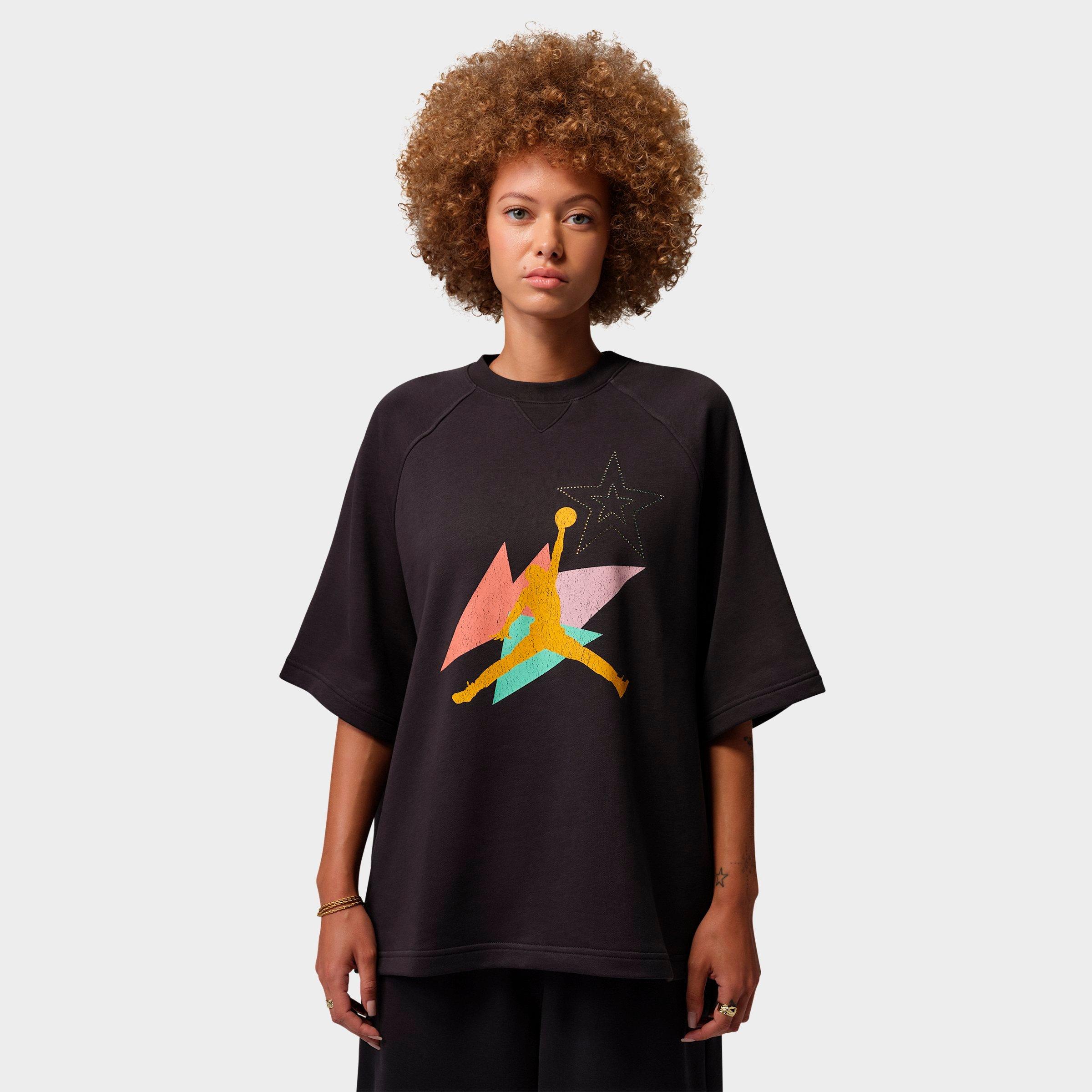 Jordan Women's Brooklyn Fleece French Terry Short-Sleeve T-Shirt in Off Noir Size: Small