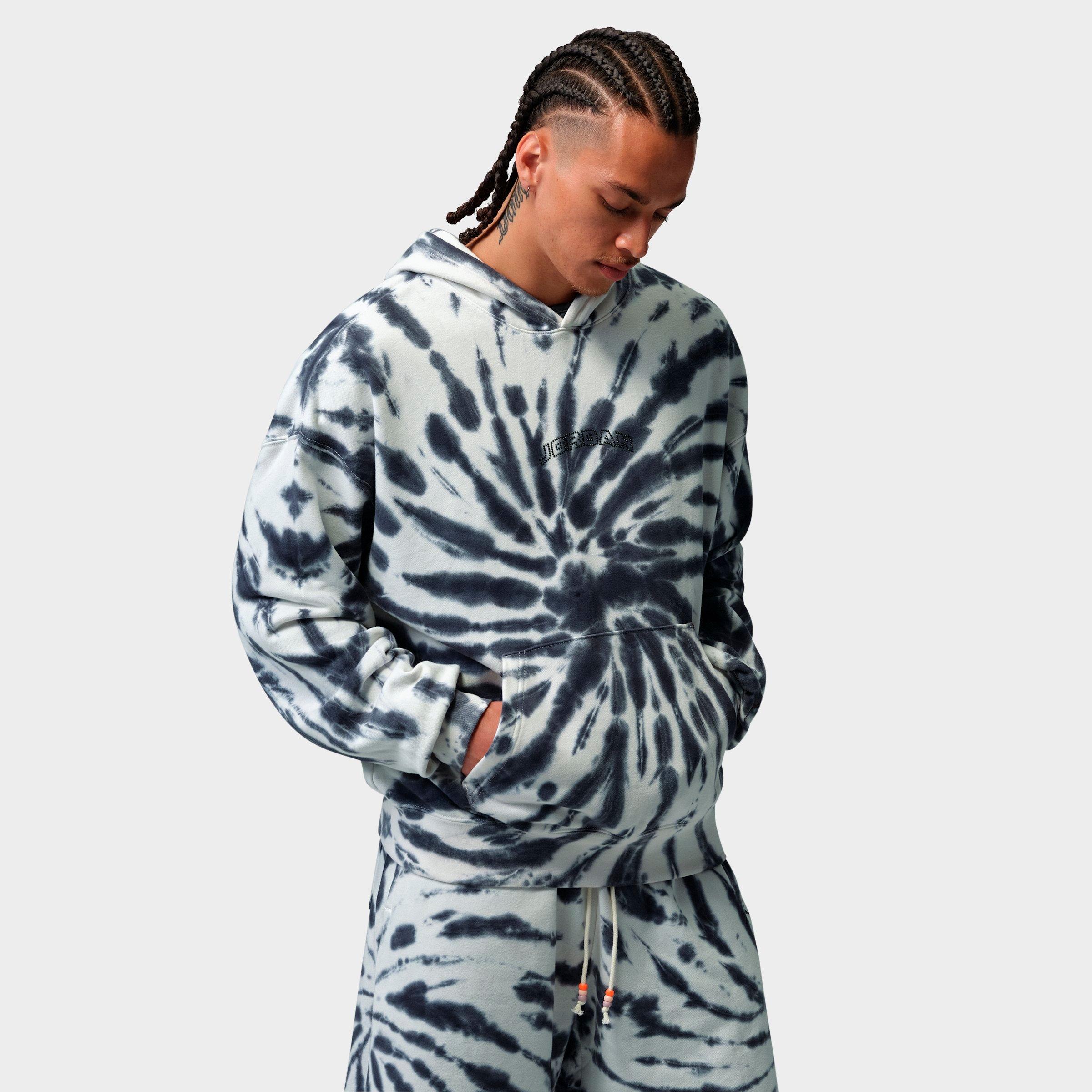 Jordan Men's Brooklyn Fleece Tie-Dye Festival Pullover Hoodie in Sail/Off-Noir/Black Size: Large