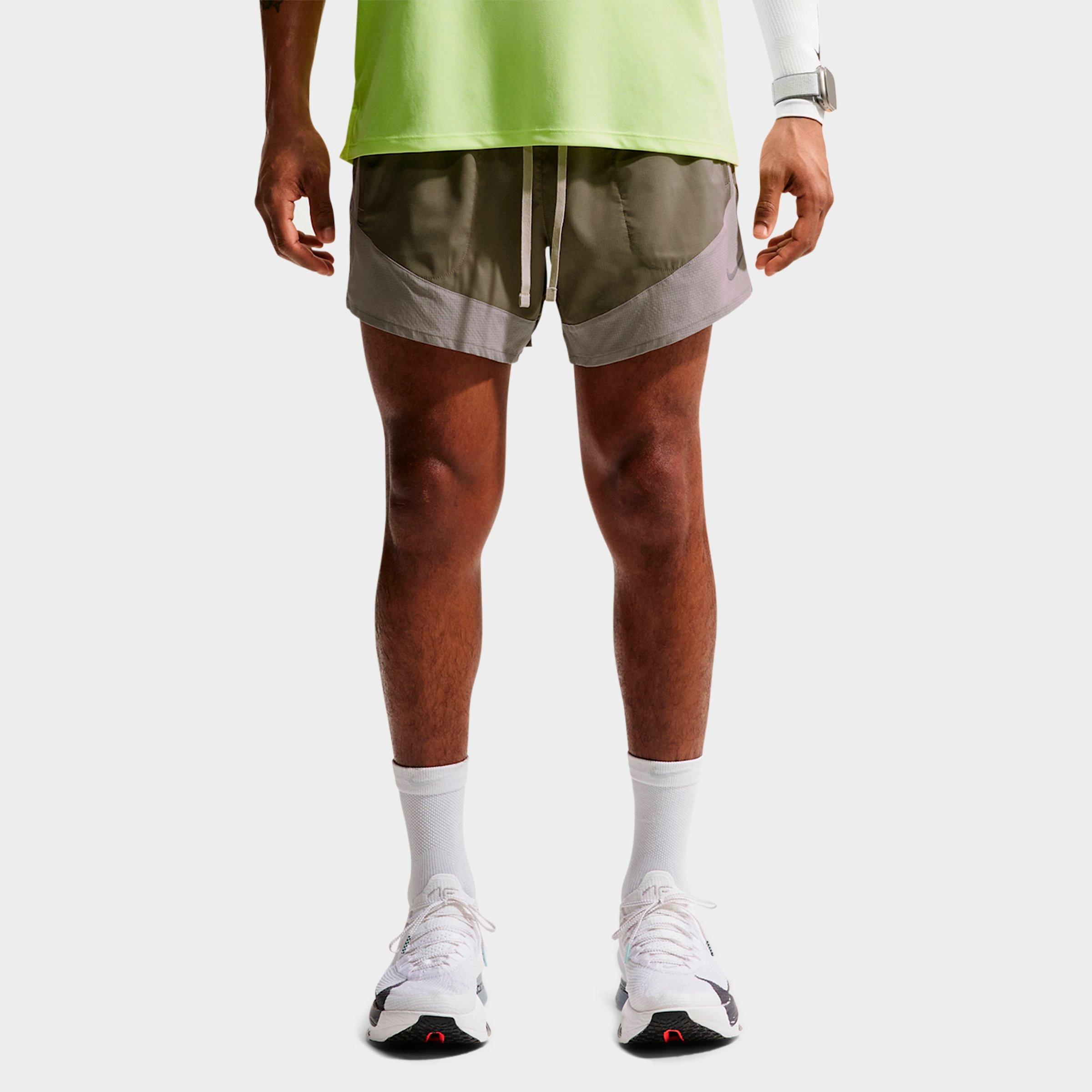 Nike Men's Stride Plus Dri-FIT 5" Brief-Lined Running Shorts in Light Army/Spruce Fog/Olive Aura Size: Large