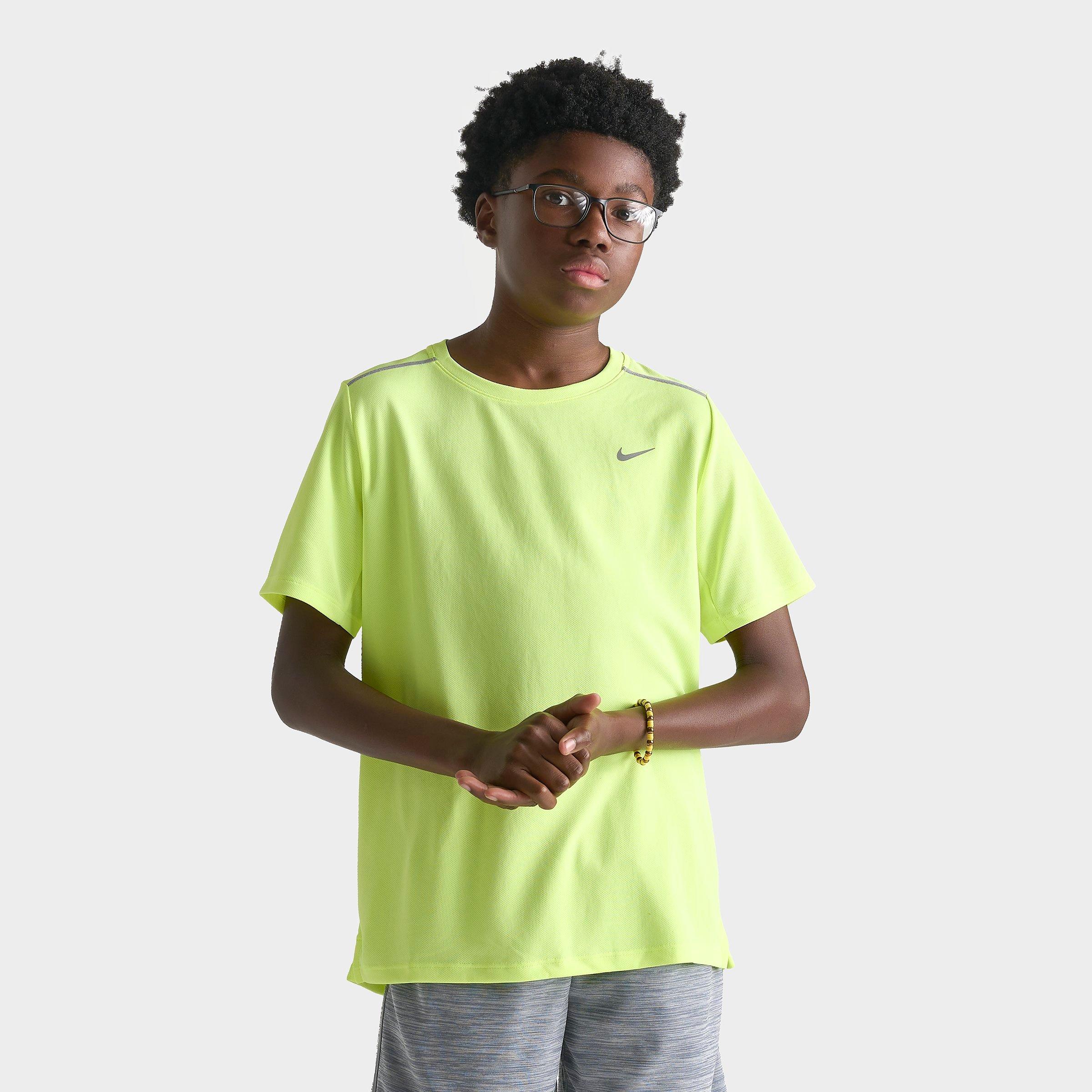 Nike Big Kids Miler Dri-FIT Training T-Shirt in Volt Heather Size: Small