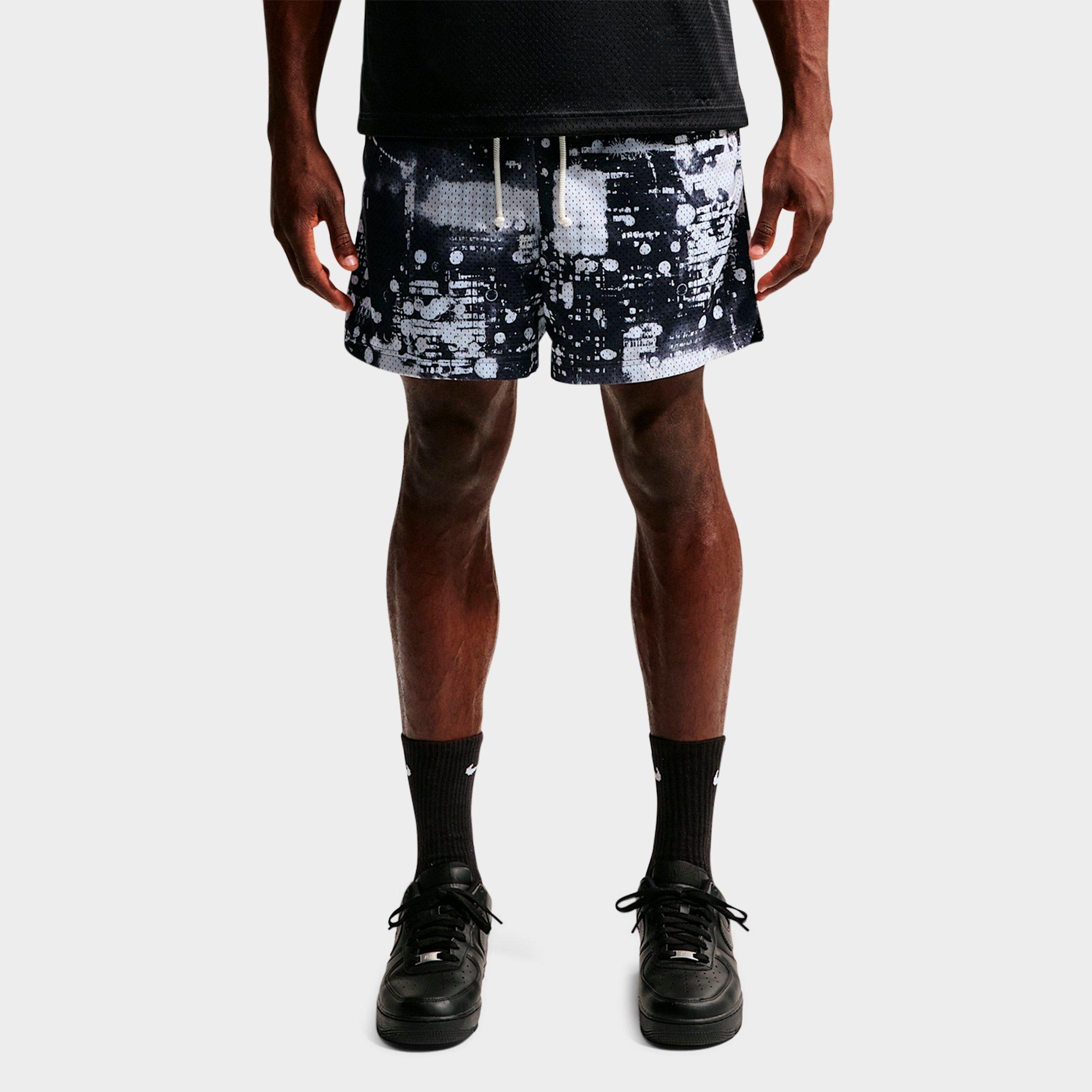Nike Men's Standard Issue Dri-FIT Allover Print 5" Mesh Basketball Shorts in White/Black/Pale Ivory Size: Large