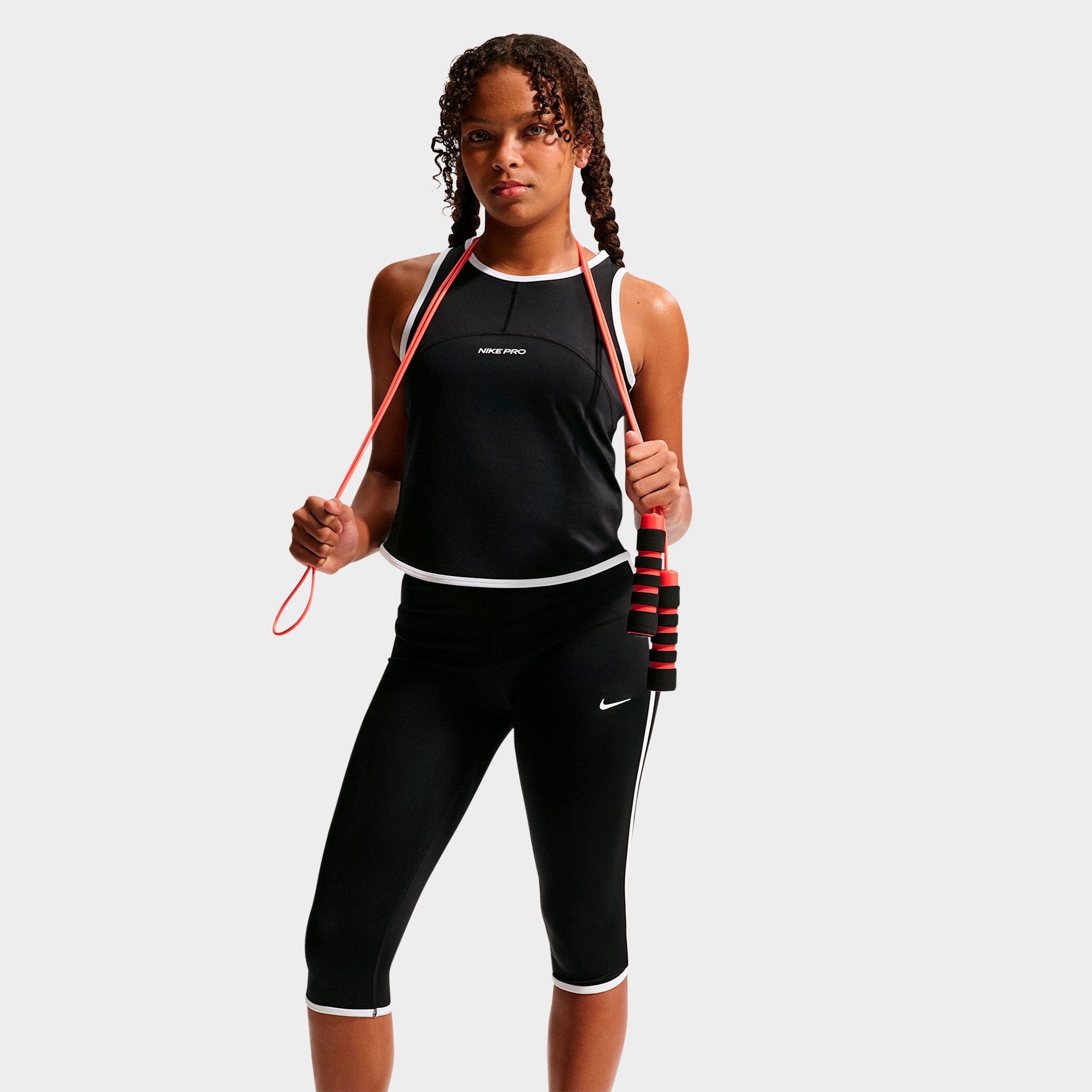 Nike Girls Big Kids Pro Dri-Fit Tank Top in Black/White Size: Medium