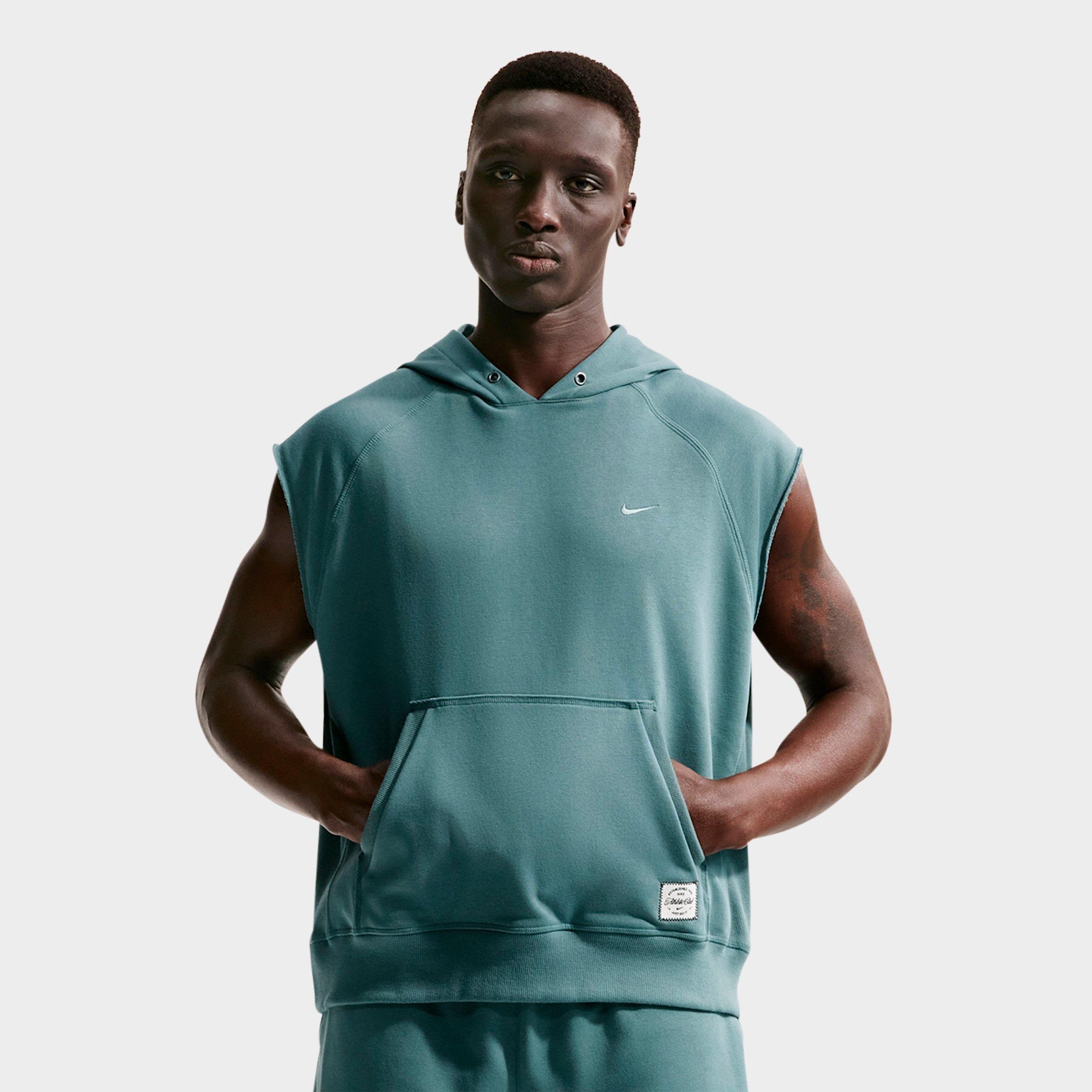 Nike Men's N. A.C. Dri-FIT Fleece Sleeveless Training Hoodie in Mineral Slate/Mineral Slate Size: Large