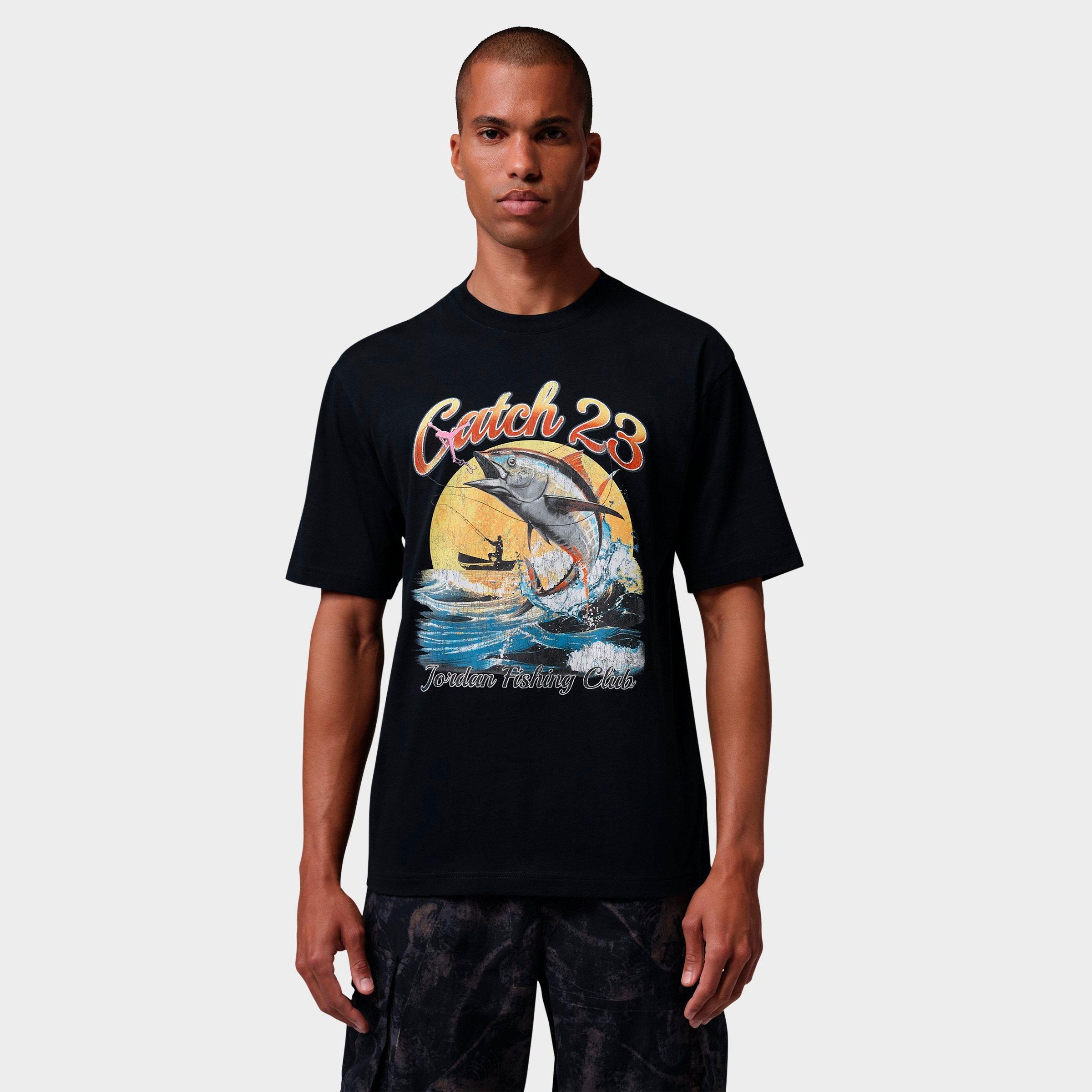 Jordan Men's Fishing Club Graphic T-Shirt in Black/White Size: Small