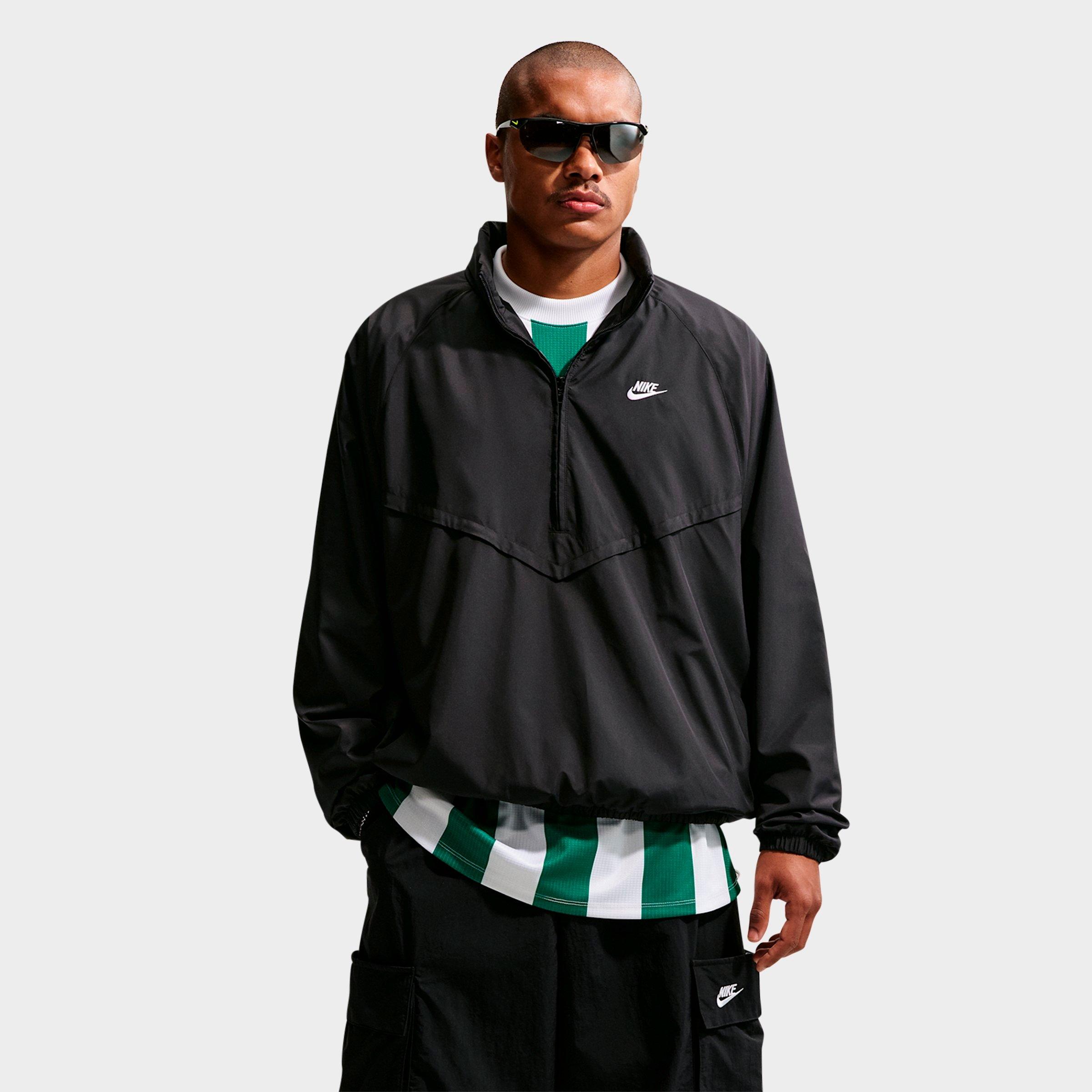 Nike Men's Windrunner Lightweight Half-Zip Jacket in Black/White Size: XXL Tall