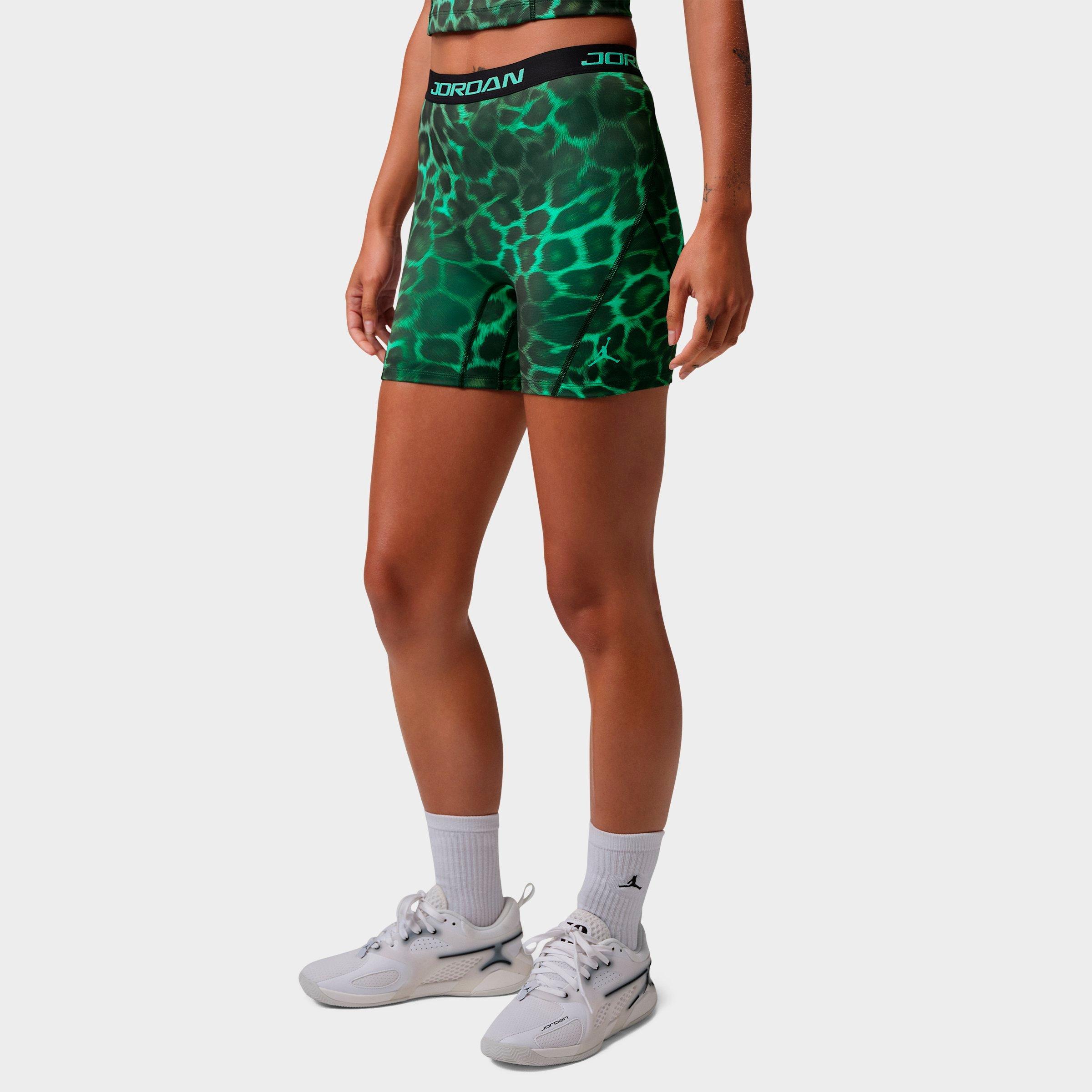 Nike Women's Jordan Sport Dri-FIT High-Waisted 5" All-over Print Shorts in Green Glow/Green Glow Size: Small