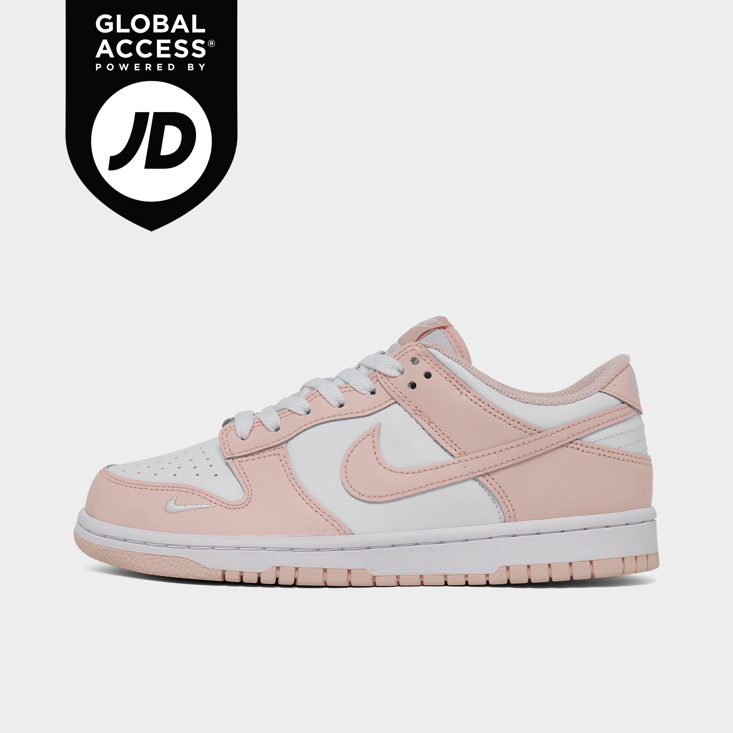 Nike Big Kids Dunk Low Casual Shoes in White/Washed Coral Size: 4