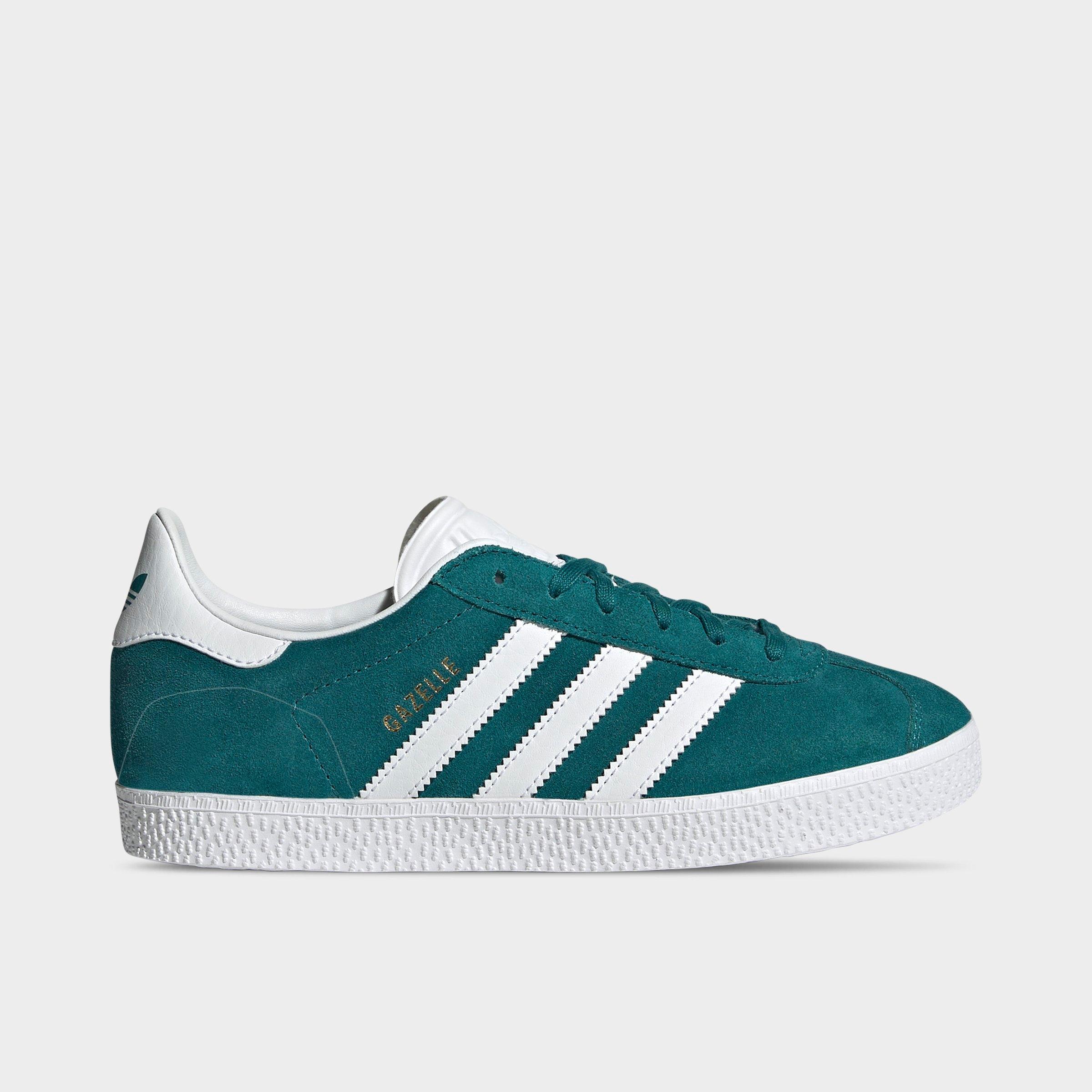 adidas Big Kids Originals Gazelle Casual Shoes in Legacy Teal/White/Gold Metallic Size: 5.5