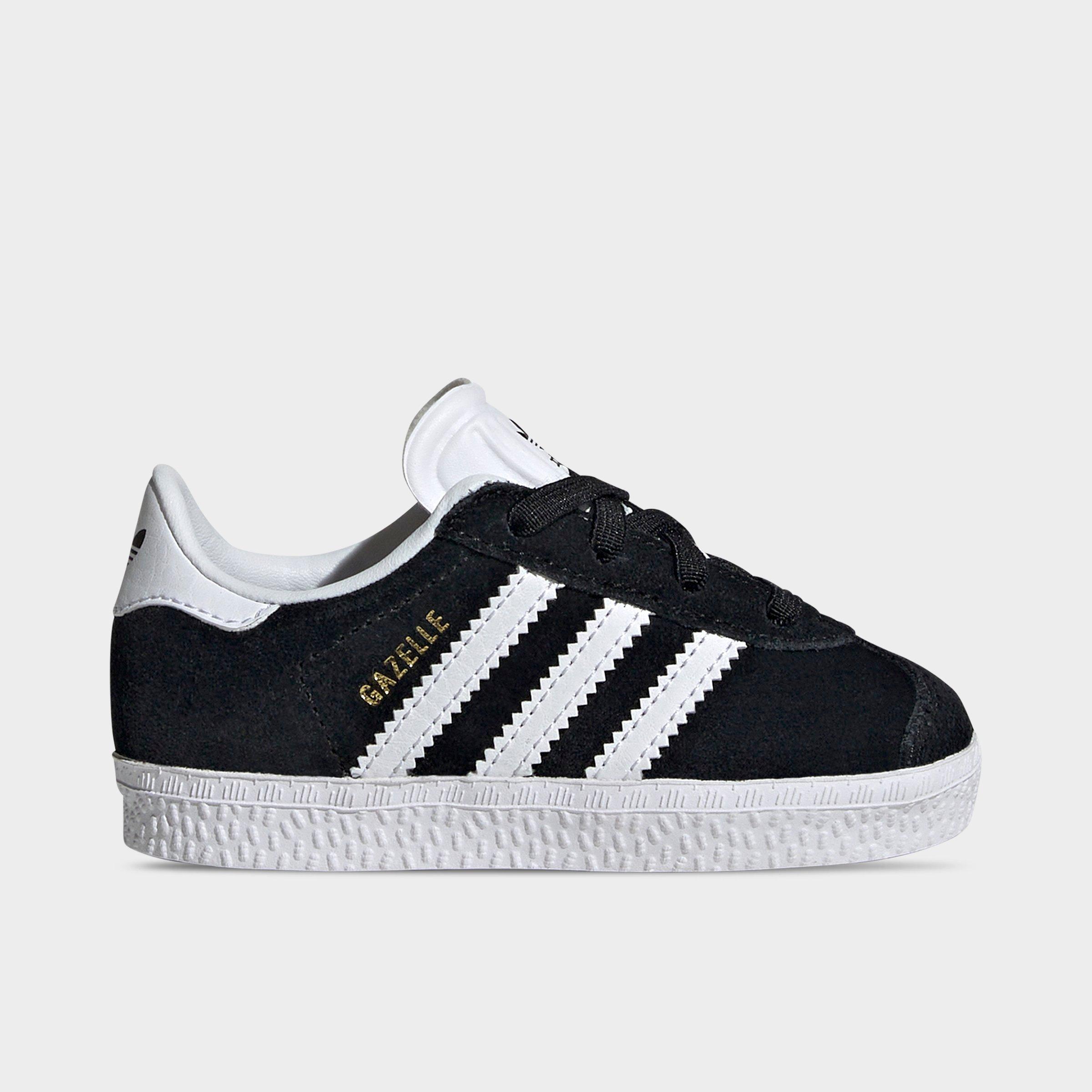 adidas Kids Toddler Originals Gazelle Stretch Lace Casual Shoes in Black/White Size: 4