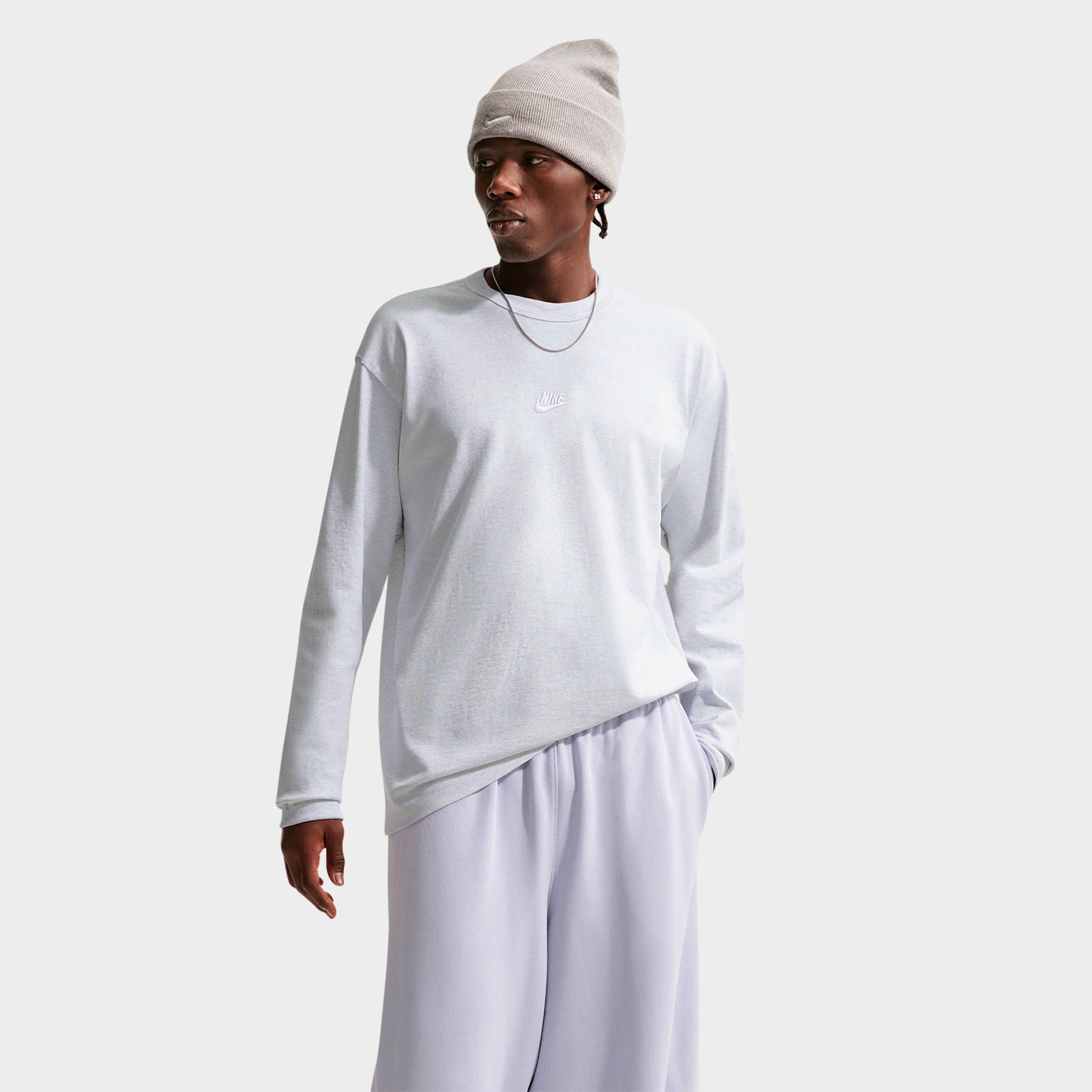 Nike Men's Sportswear Premium Essentials Futura Long-Sleeve T-Shirt in Birch Heather Size: Small