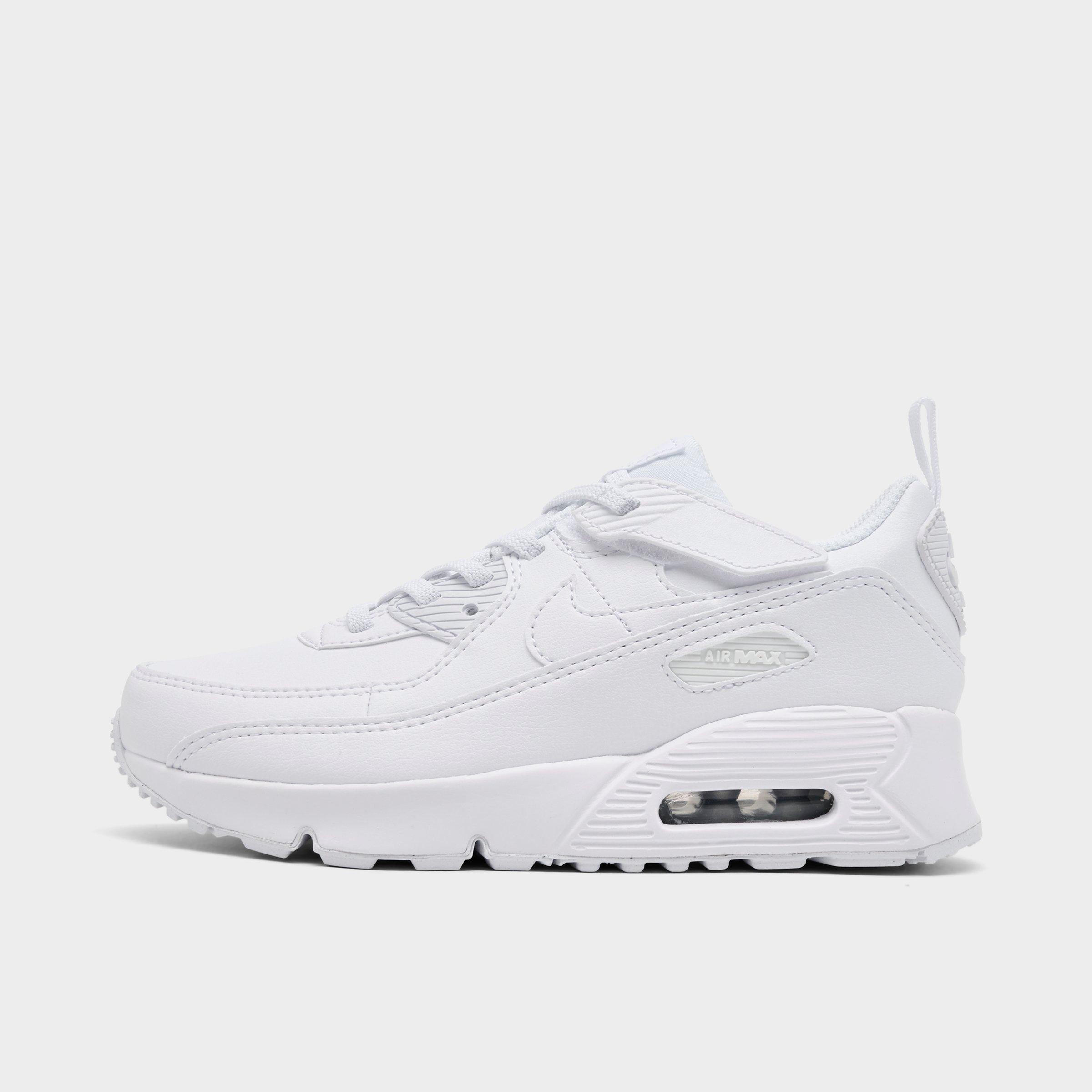 Nike Little Kids Air Max 90 EasyOn Casual Shoes (8C-3Y) in White/Metallic Silver Size: 1
