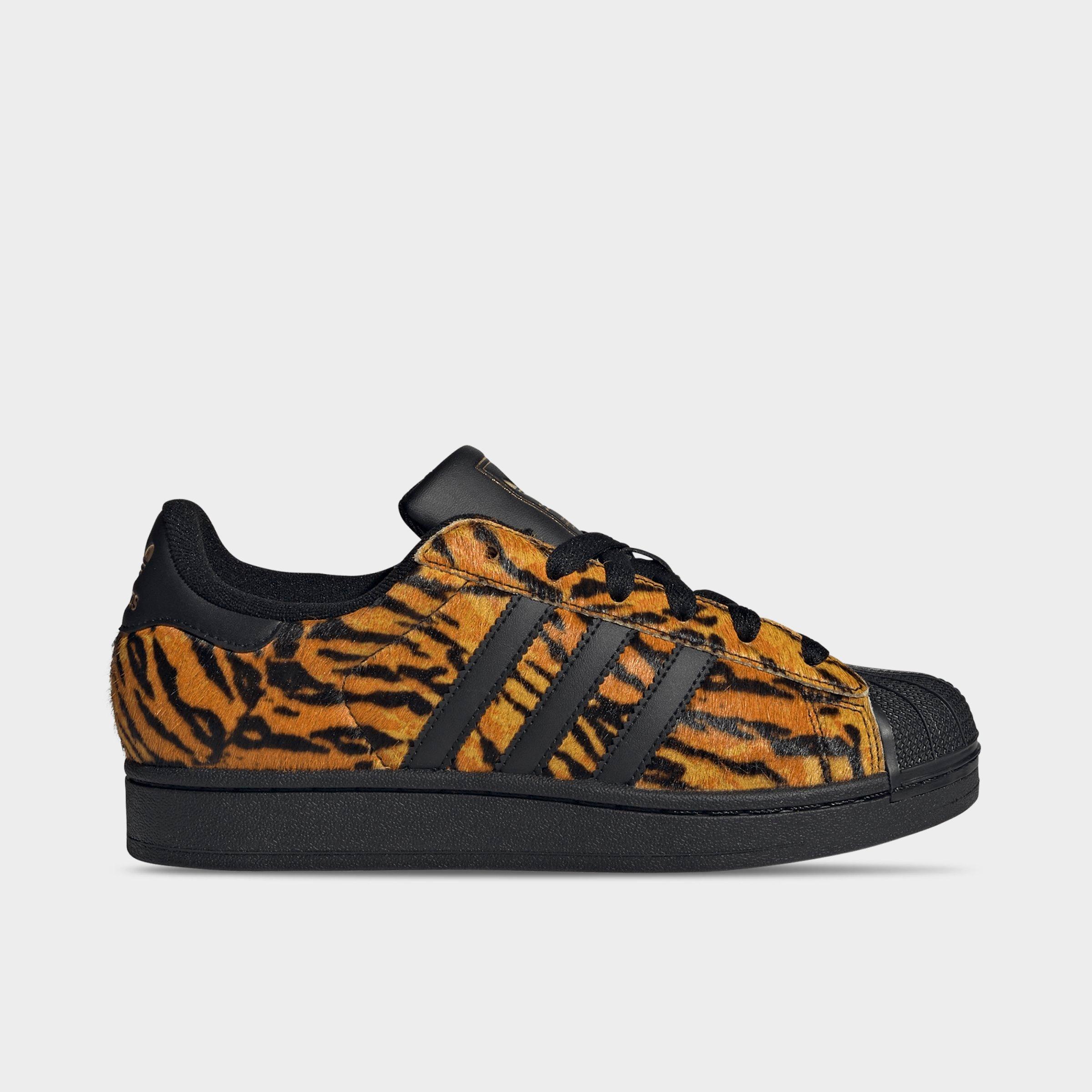 adidas Women's Originals Superstar II Cheetah Print Casual Shoes in Yellow/Core Black/Gold Metallic Size: 6.0