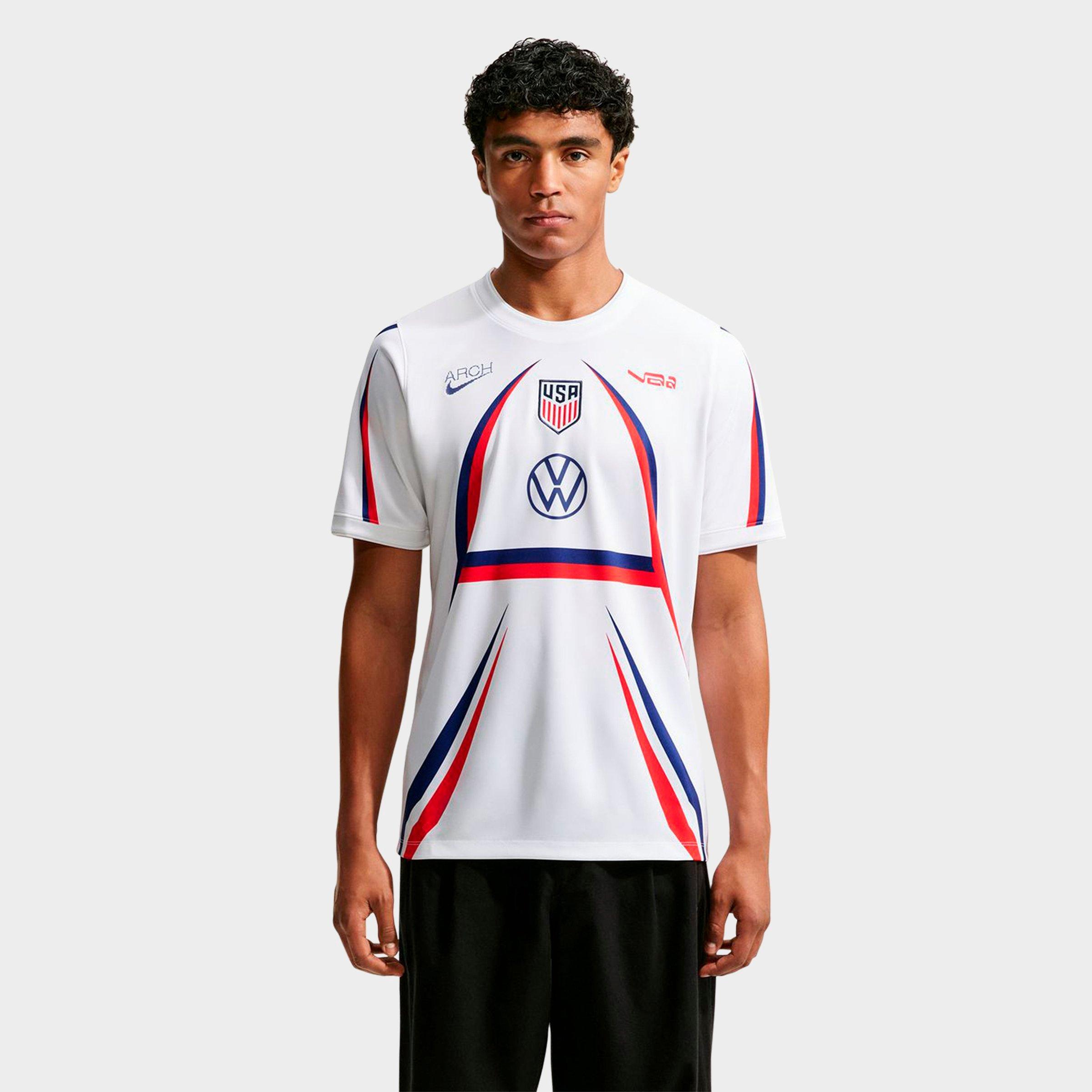 Nike Men's USA x VAA Academy Pro Dri-FIT Pre-Match Soccer Jersey in White/Deep Royal Blue/Deep Royal Blue Size: Medium