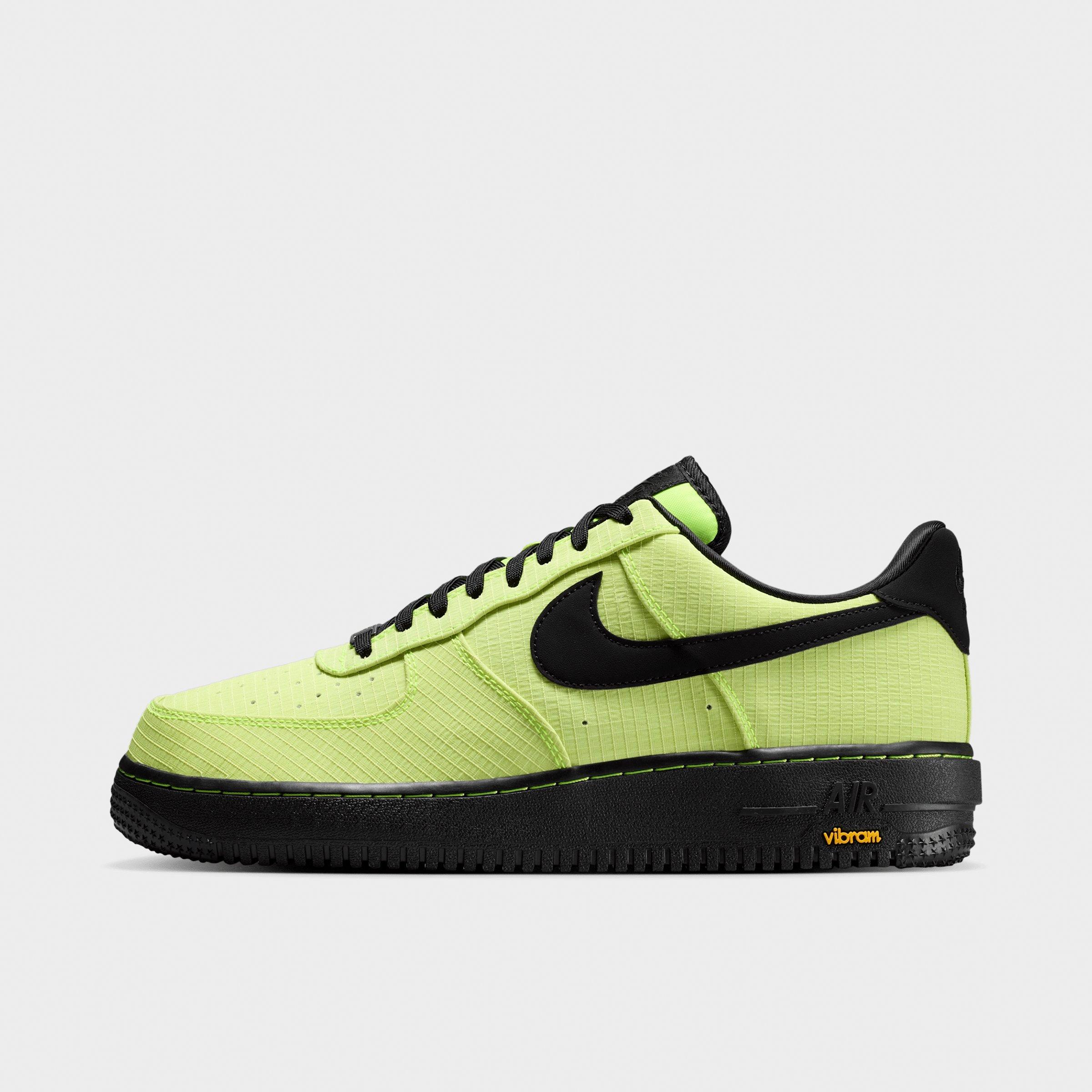 Nike Men's Air Force 1 '07 LX Vibram Casual Shoes in Volt/Black/Speed Yellow Size: 8.5