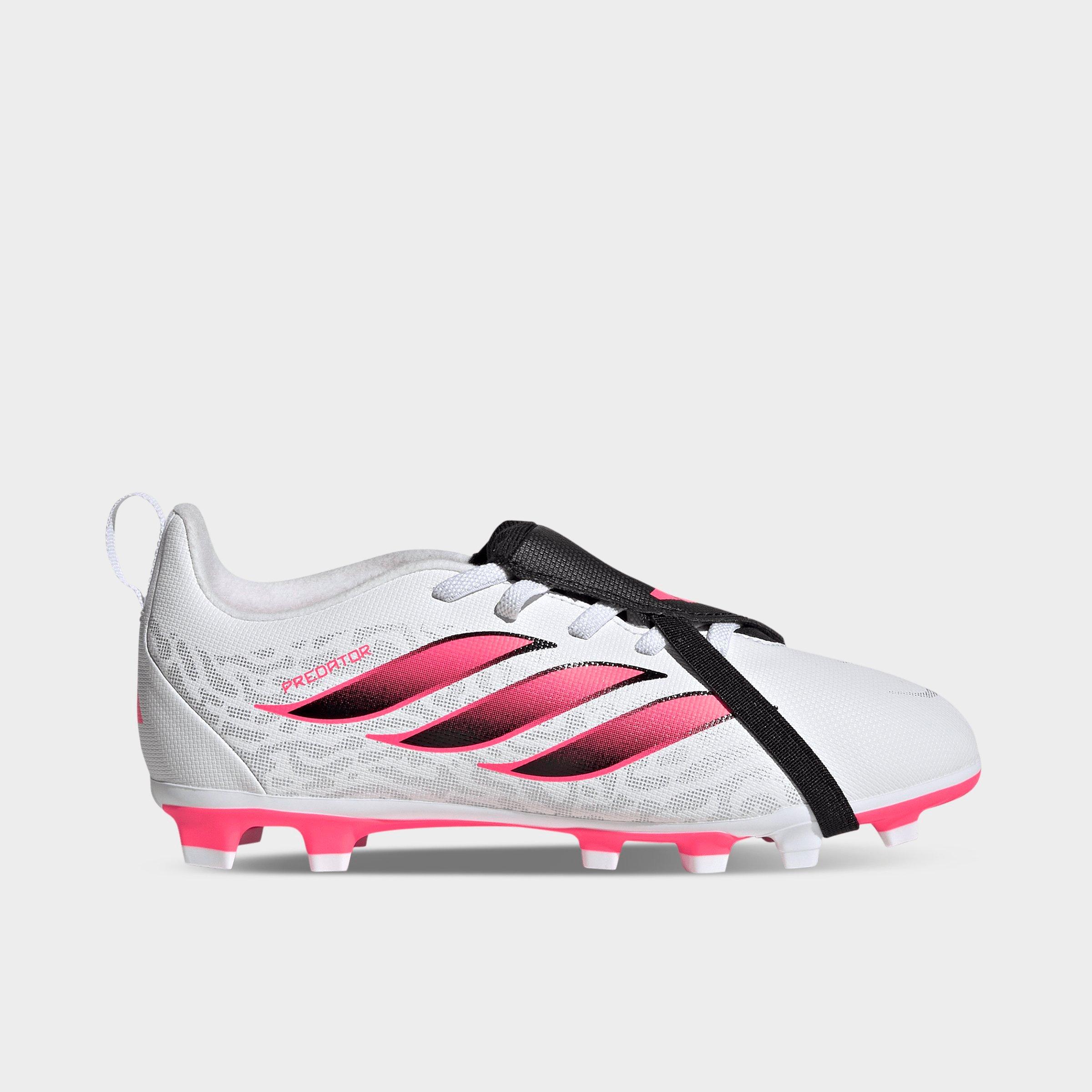 adidas Big Kids Predator Club Fold Over Tongue Firm Ground and Multi Ground Soccer Cleats in White/Solar Turbo/Black Size: 2.5