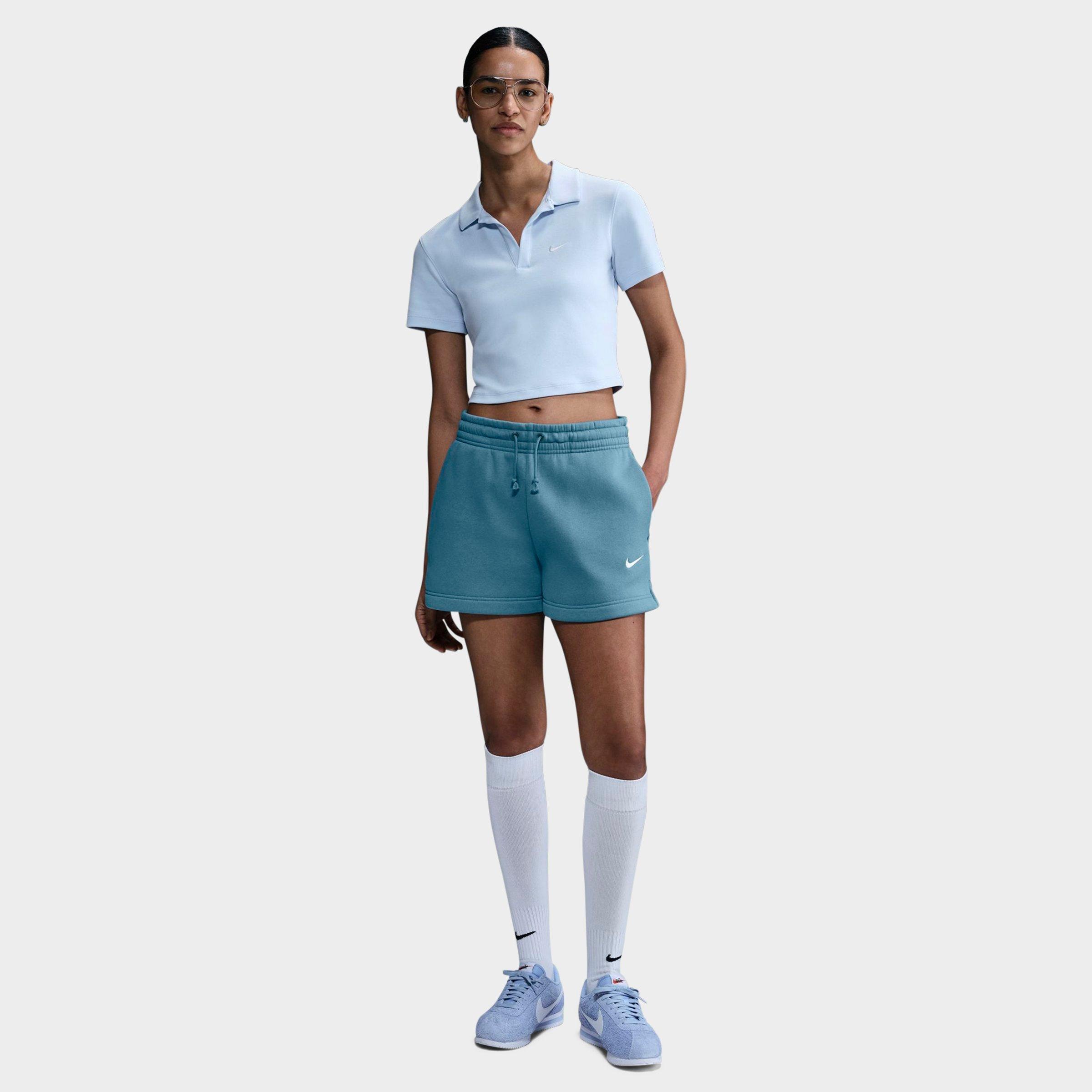 Nike Women's Sportswear Phoenix Fleece Mid-Rise 4" Shorts in SMOKEY BLUE/SAIL Size: XS
