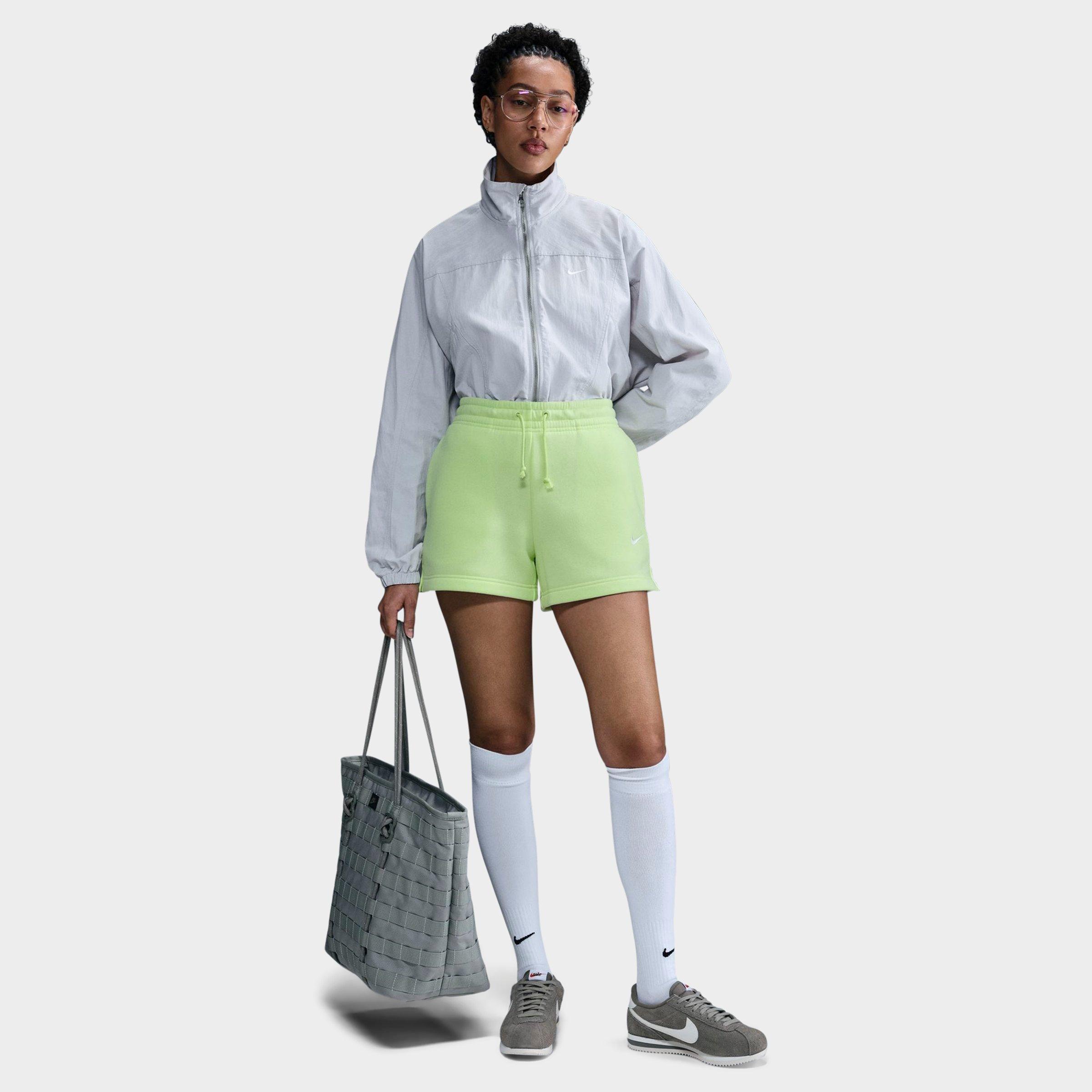 Nike Women's Sportswear Phoenix Fleece Mid-Rise 4" Shorts in LT LIQUID LIME/SAIL Size: XS